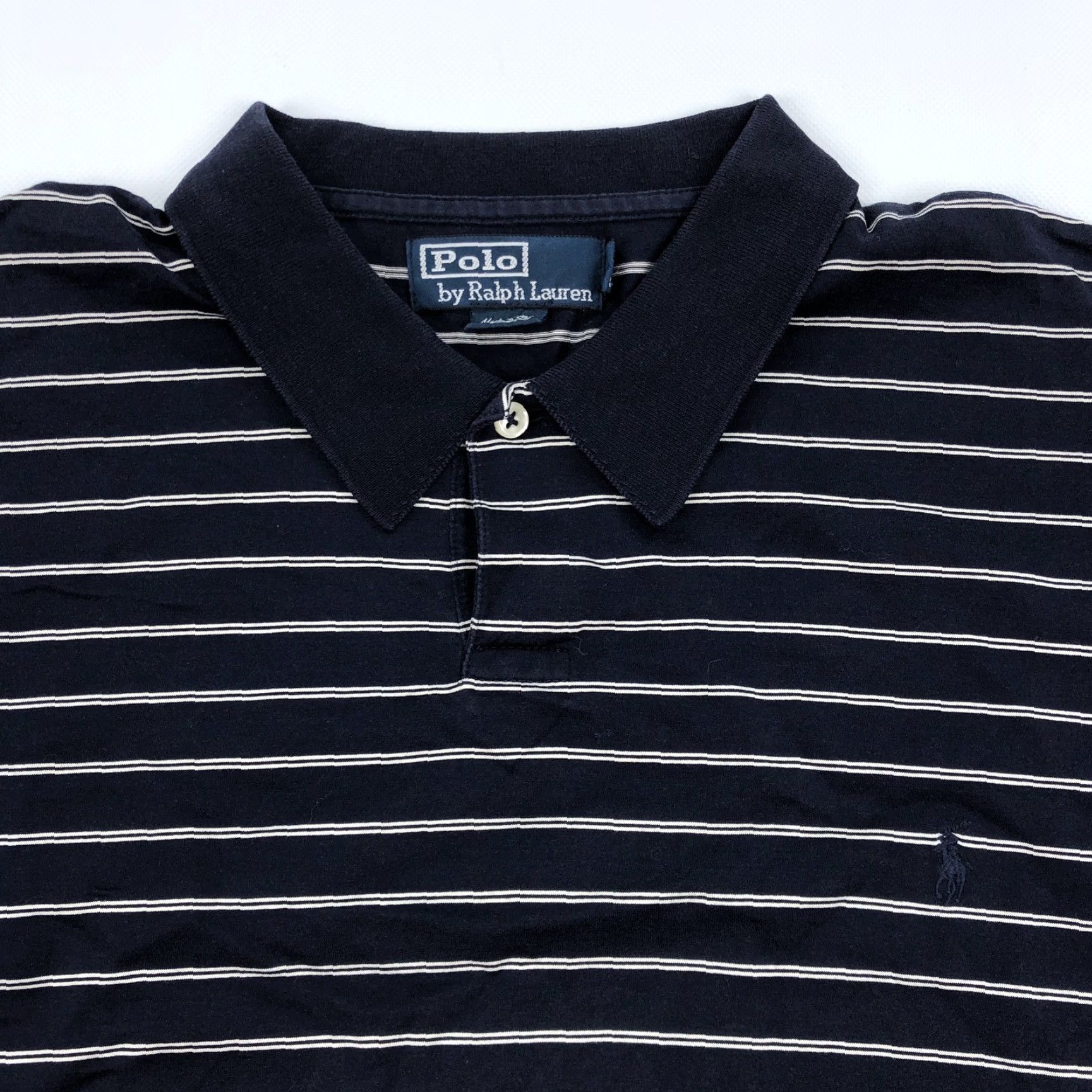 Polo Ralph Lauren Polo by Ralph Lauren Shirt Polo Striped Navy White XL Long Sleeve Pima Cotton Men Size US XL / EU 56 / 4 - 2 Thumbnail