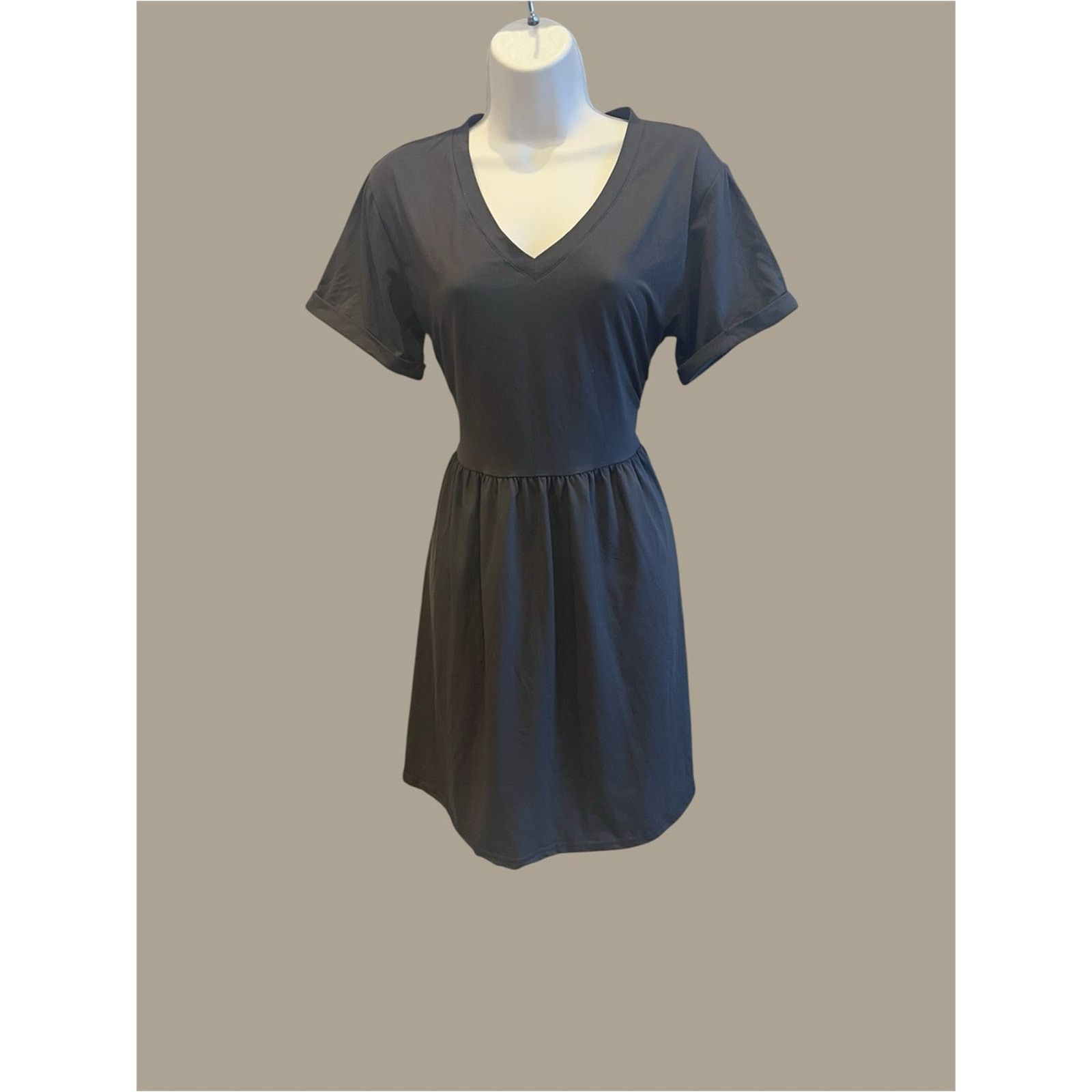 & Other Stories Women’s V-Neck Fit & Flare Dress – Dark Gray – Size M – NWOT Size M / US 6-8 / IT 42-44 - 3 Thumbnail