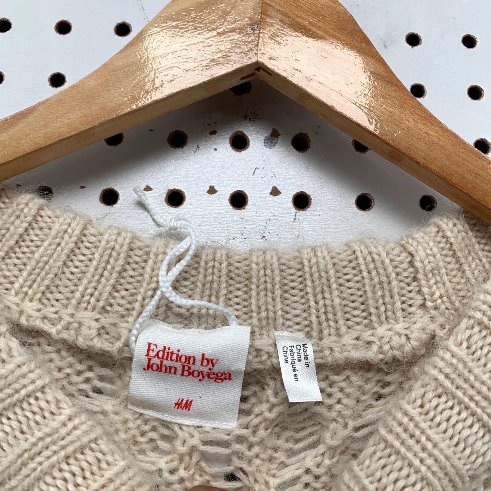 H&M H&M Edition By John Boyega 100% Wool Sweater Womens Large Beige Oversized Size L / US 10 / IT 46 - 3 Thumbnail