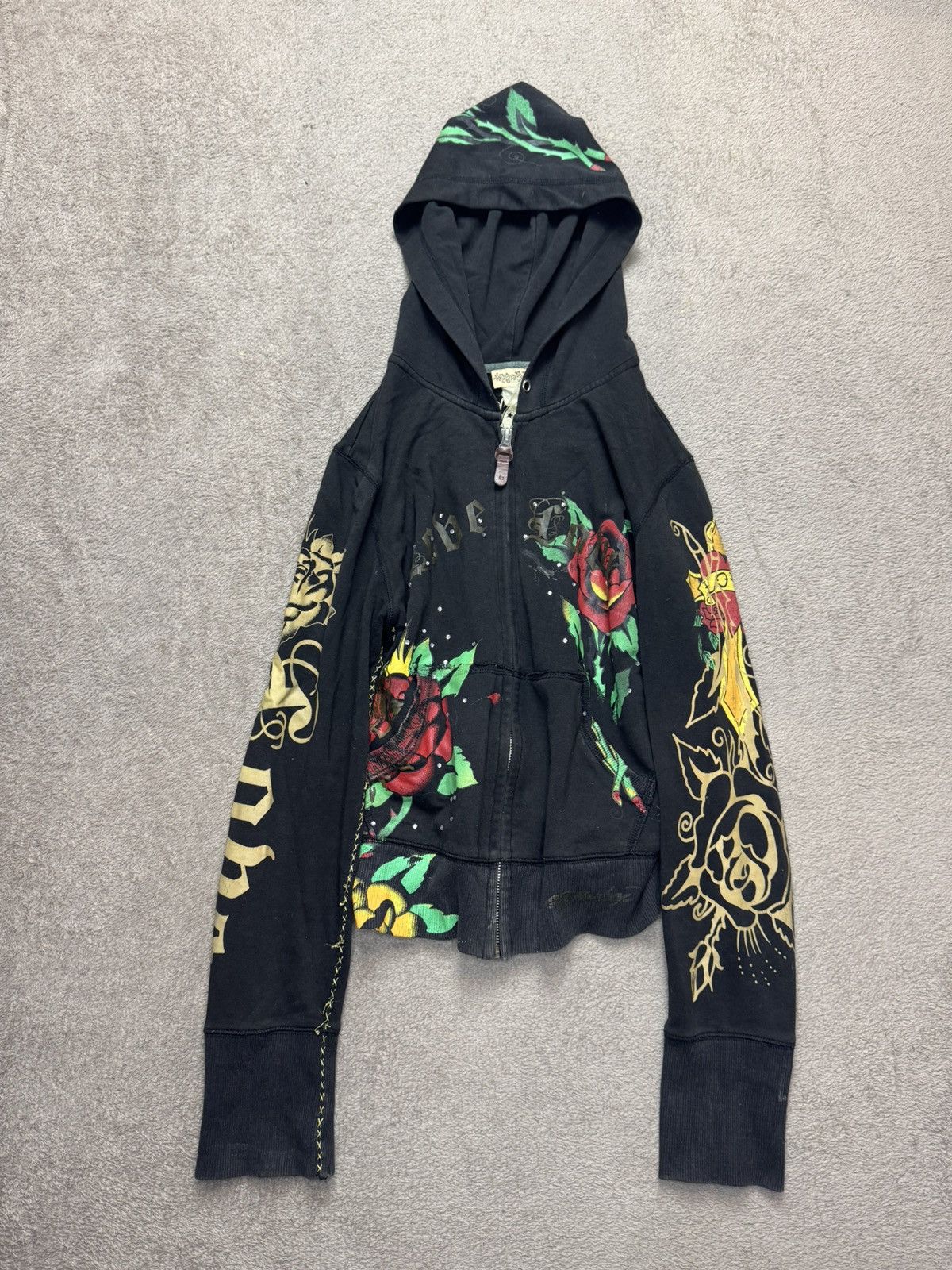 Japanese Brand Lobe Y2K Faded Rhinestone Hoodie Hysteric Glamour LGB style Size US S / EU 44-46 / 1 - 2 Thumbnail
