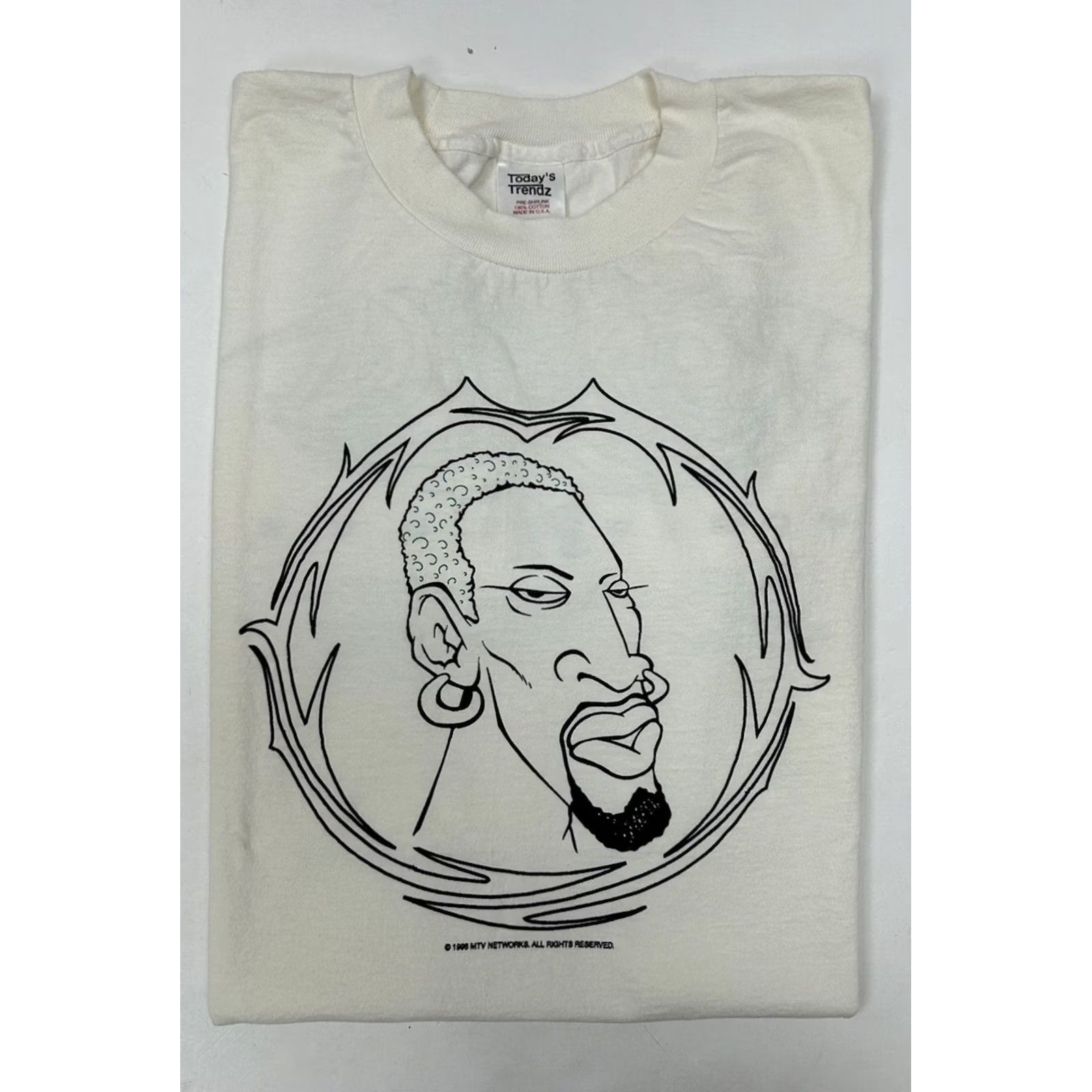 Vintage VINTAGE Dennis Rodman MTV World Tour 1996 Promo Tee Shirt Large White Rare Size US L / EU 52-54 / 3 - 2 Thumbnail