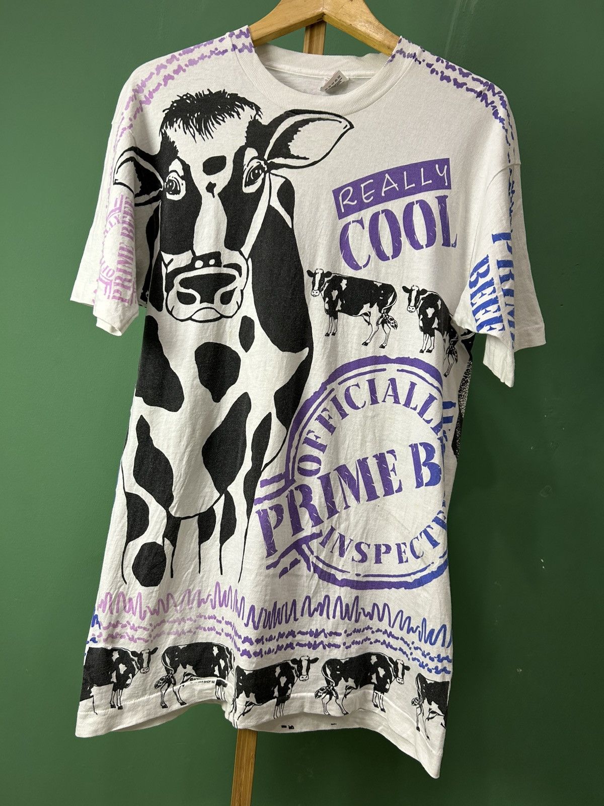 Fruit Of The Loom Cow All Over Print Prime Beef 1992 Vintage Size US L / EU 52-54 / 3 - 1 Thumbnail