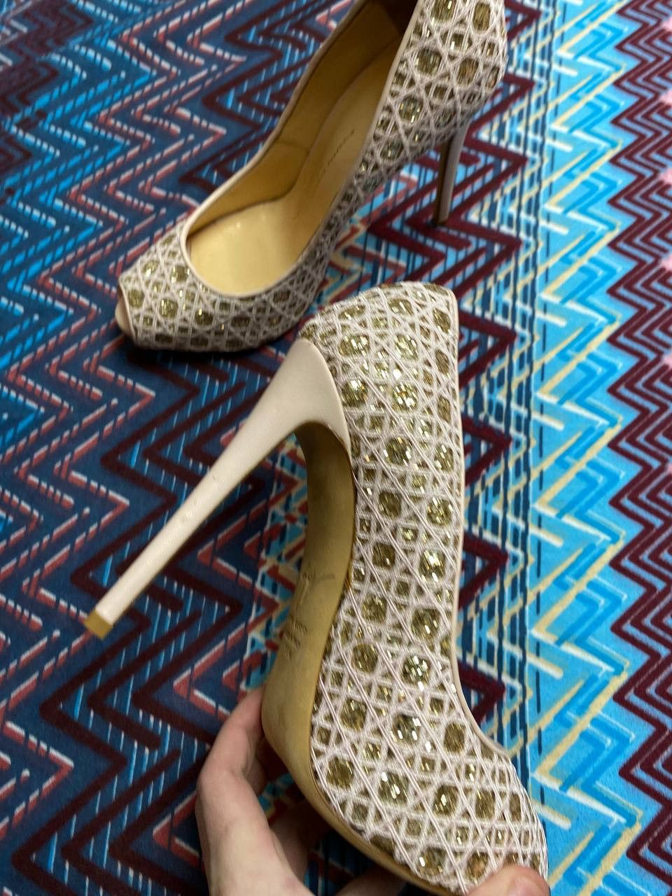 Giuseppe Zanotti Giuseppe Zanotti Crystallized Platform Peep Toe heels Size US 9.5 / IT 39.5 - 8 Thumbnail