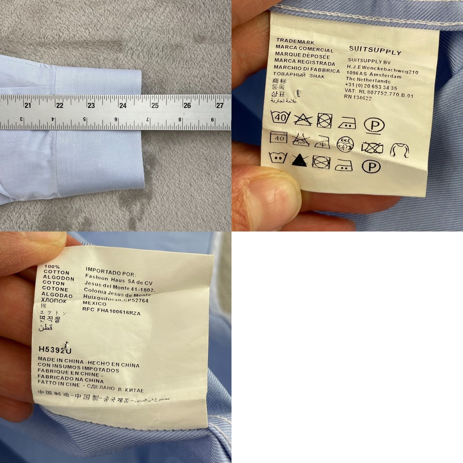 Suitsupply Suitsupply Dress Shirt 42 16.5 Blue Tessitura Monti 2 Ply Cotton Long Sleeve Shirt Mens Regular Blue 16.5 43 in 30 in Button Collared Spread Size 46R - 10 Thumbnail