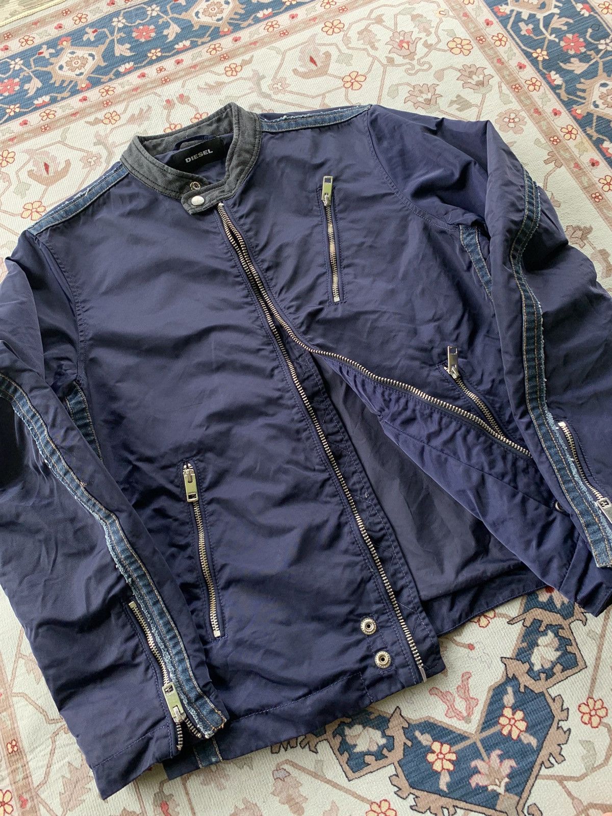 Diesel DIESEL BIKER NYLON WITH DENIM TRIM JACKET Size US L / EU 52-54 / 3 - 8 Thumbnail