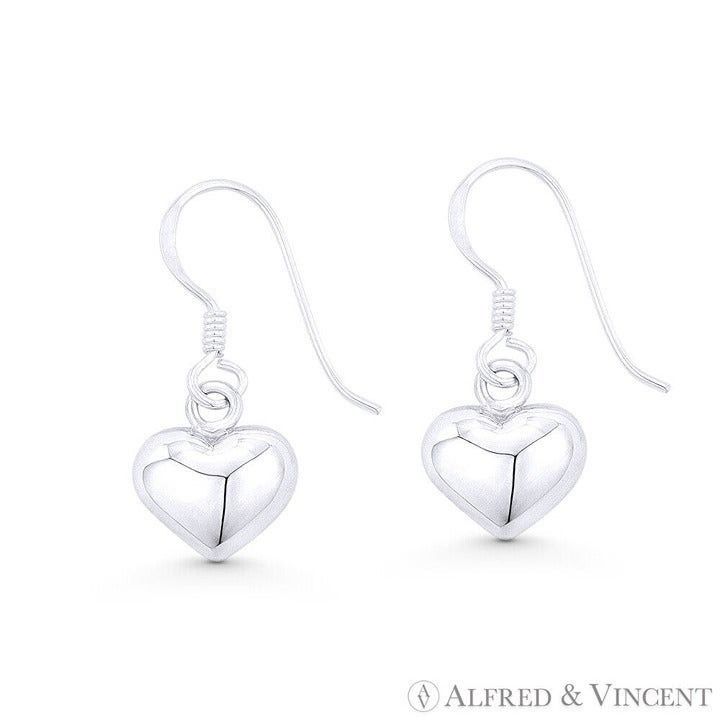 Other Puffed Hollow Heart Dangling Hook Sterling Silver Earrings Size ONE SIZE - 1 Preview