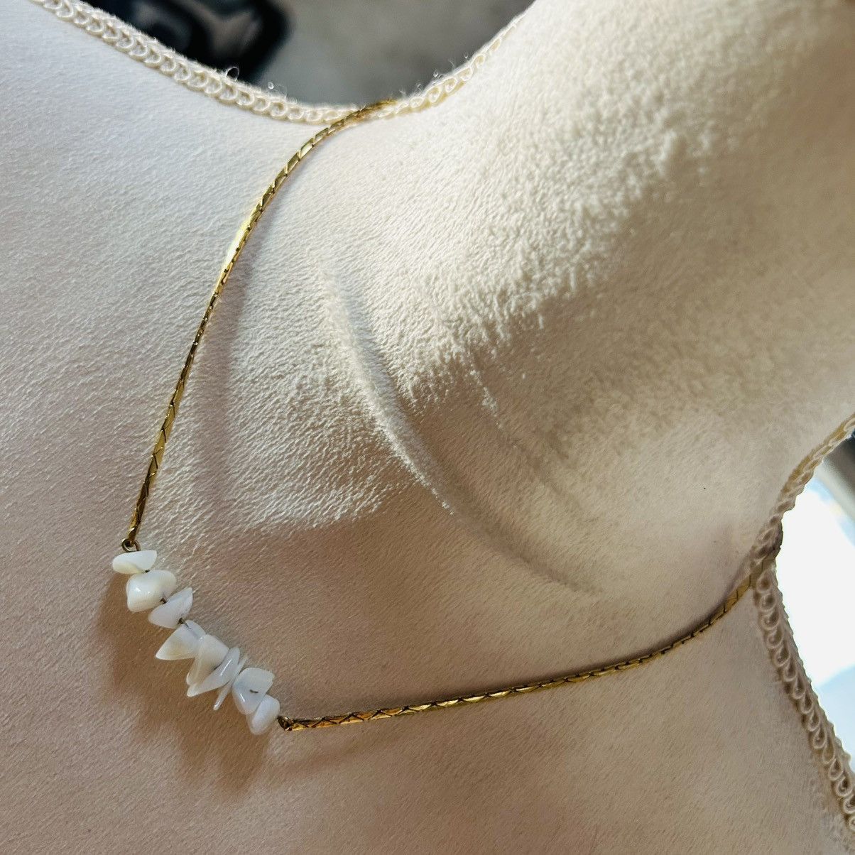 Jewelry Vintage milky quartz stone bar gold chain necklace Size ONE SIZE - 1 Thumbnail
