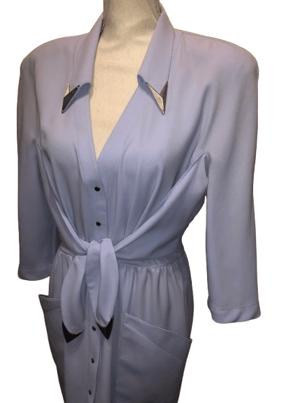 Thierry Mugler Silver Metal embellishment pale blue dress Size L / US 10 / IT 46 - 2 Thumbnail