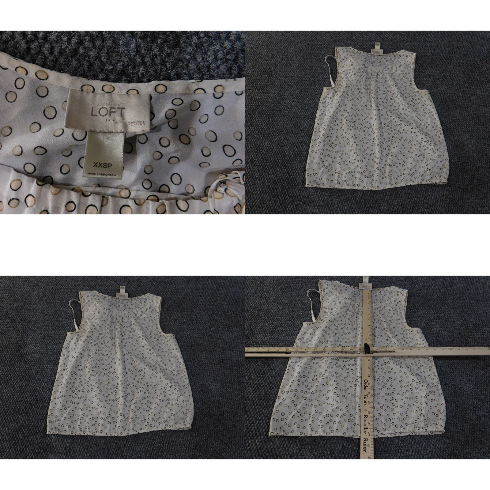 Ann Taylor Ann Taylor Loft Blouse Shirt Petite XS White Polka Dot Sleeveless Round Neck Pullover Casual Women's Top Size XXS / US 00 / IT 34 - 8 Thumbnail