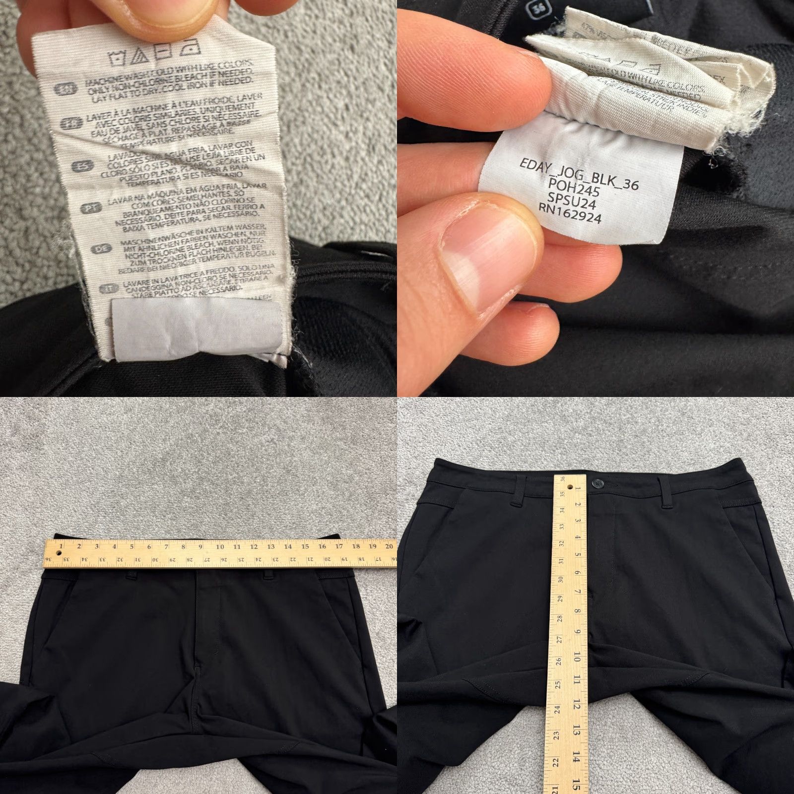 Vintage BYLT Basic Everyday Jogger Pants Mens 36 Black Pockets Stretch Tapered Regular Size US 36 / EU 52 - 9 Thumbnail