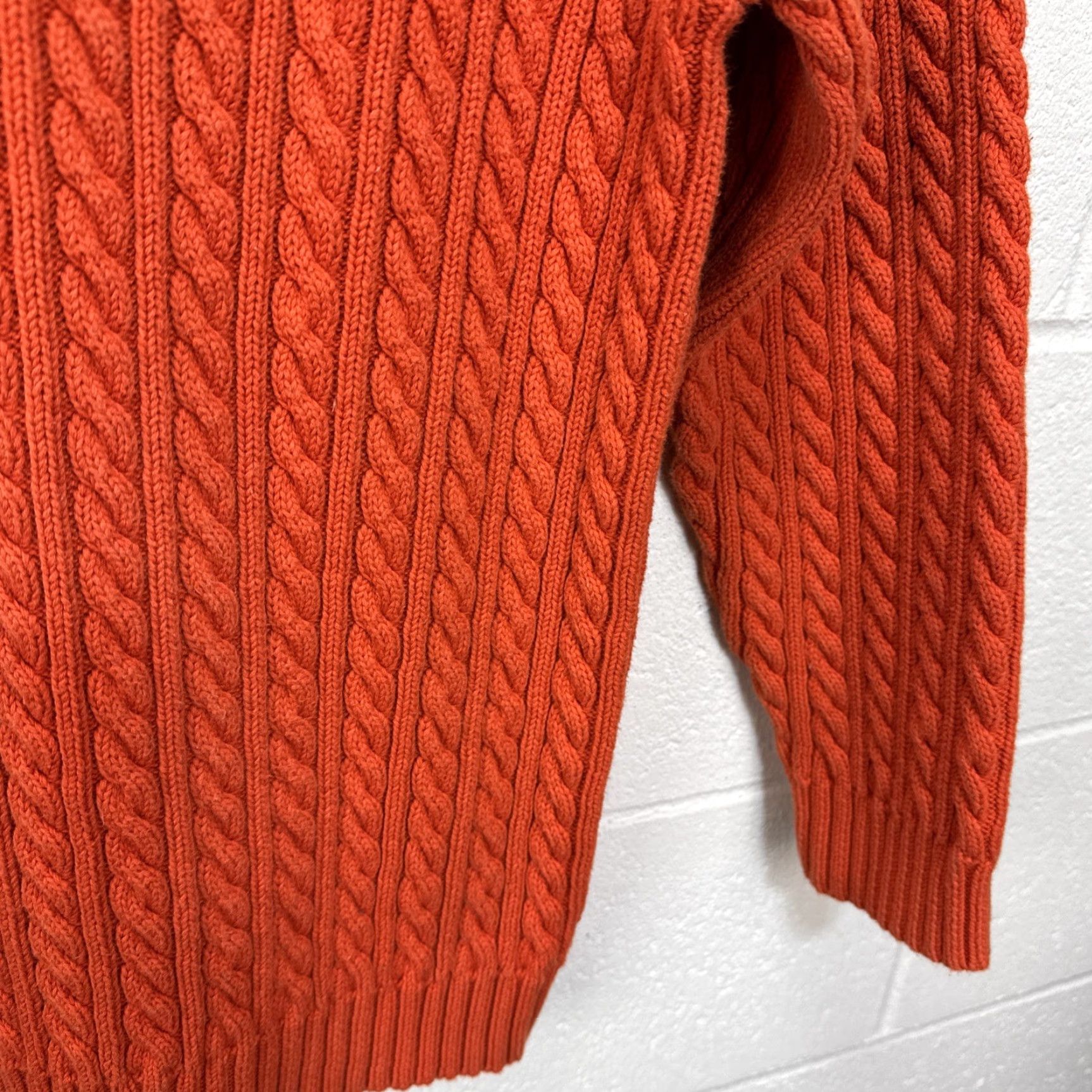 Ralph Lauren VINTAGE Lauren Ralph Lauren Sweater Womens XL Cable Knit Orange Crest Logo Crew Neck Long Sleeve Pullover 90s Preppy Classic Vintage All Seasons Women Size XL / US 12-14 / IT 48-50 - 7 Thumbnail