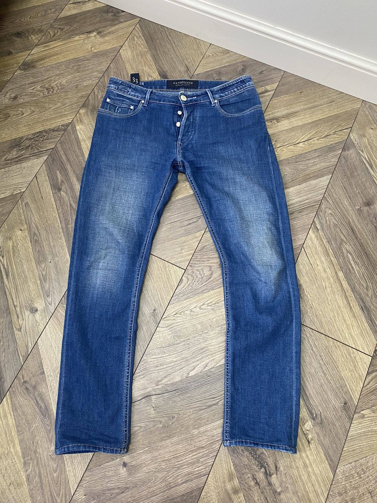 Designer × Vintage Vintage Handpicked Tapered Fit Denim Jeans Size US 33 - 1 Thumbnail