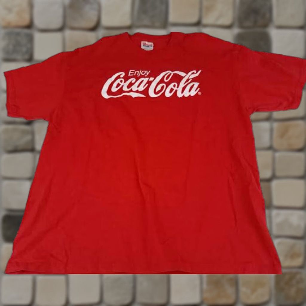 Hanes VINTAGE Coca-Cola Printed Red XL T-Shirt Hanes Comfort Shirt Unisex Adults 1990s Logo Graphic Print Crew Neck Short Sleeve Cotton Red Mens Womens Size US XL / EU 56 / 4 - 1 Thumbnail