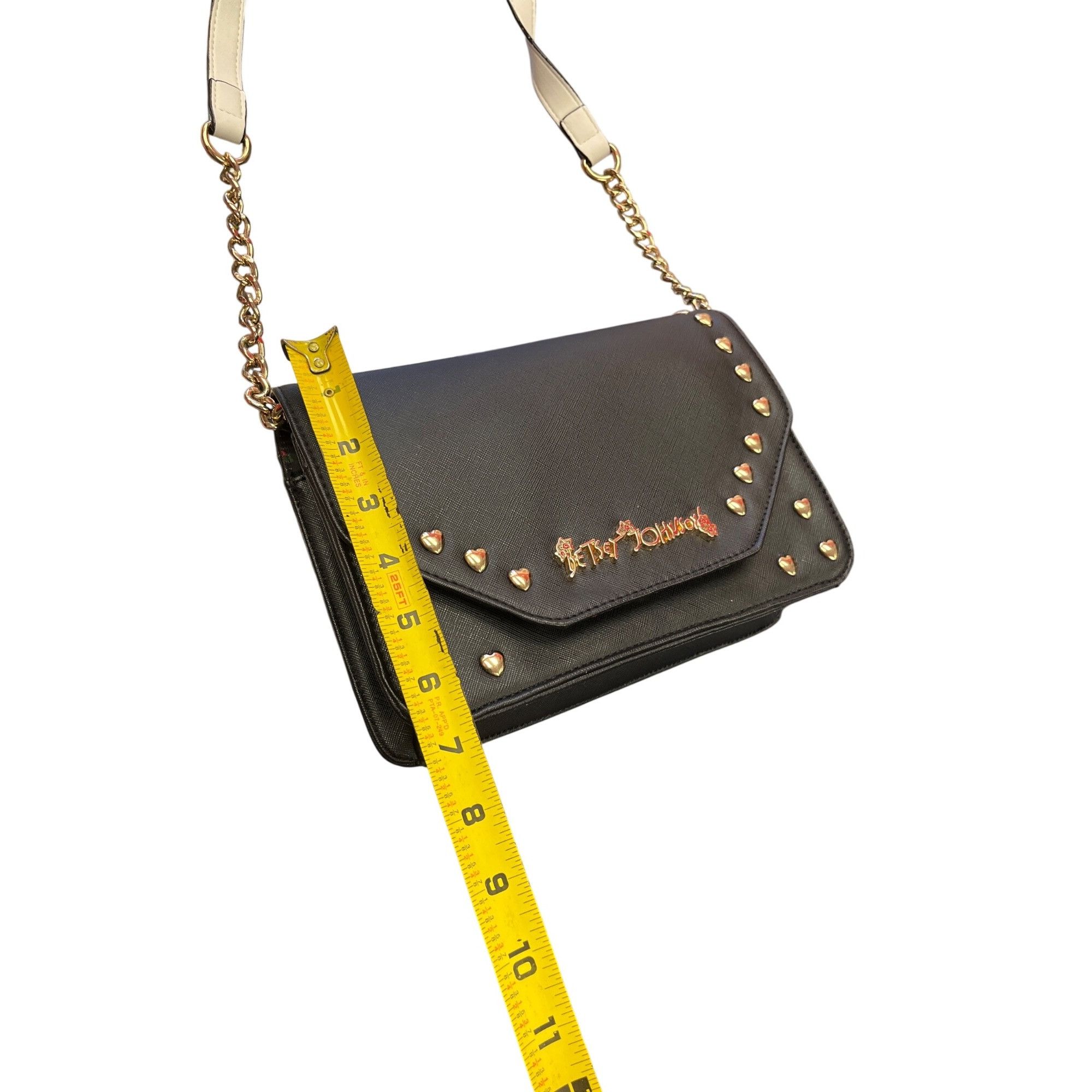 Betsey Johnson Betsey Johnson wms black gold faux leather cross body handba Size ONE SIZE - 11 Thumbnail