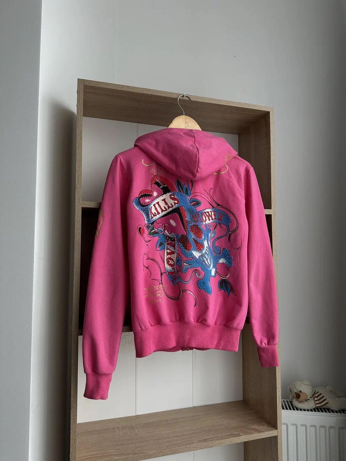 Vintage Ed Hardy Christian Audigier Pink Hoodie