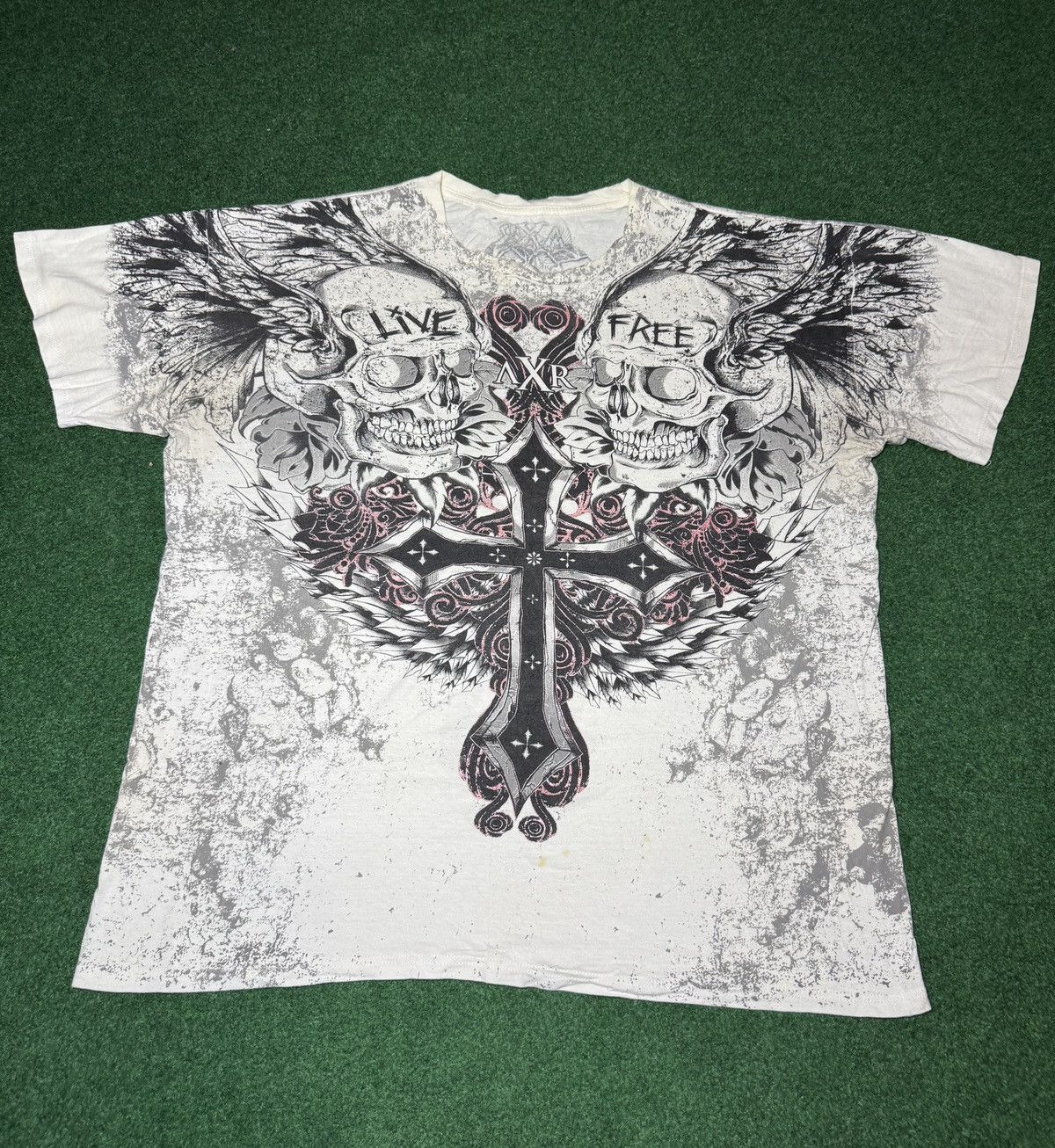Affliction Y2K Xzavier Affliction Style Cross Skull Pinkman XL T Shirt Size US XL / EU 56 / 4 - 1 Thumbnail