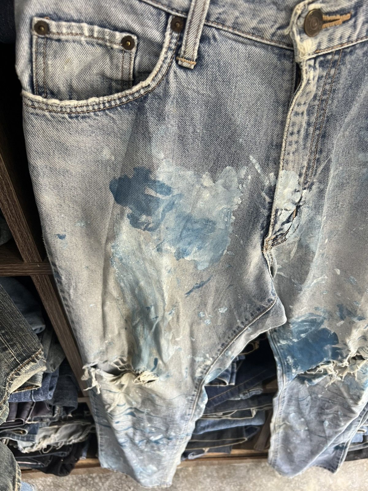 If Six Was Nine 🔥Rare Vintage Edwin Paint Splash Distressed Denim Size US 32 / EU 48 - 7 Thumbnail