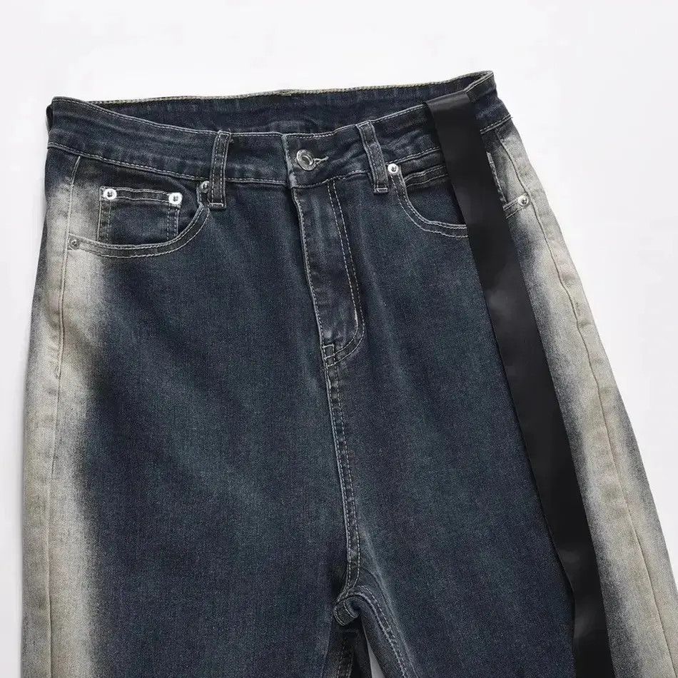 Japanese Brand Skinny Jeans Men Y2k Street Contrast Fashion Casual Slim Size US 32 / EU 48 - 6 Thumbnail