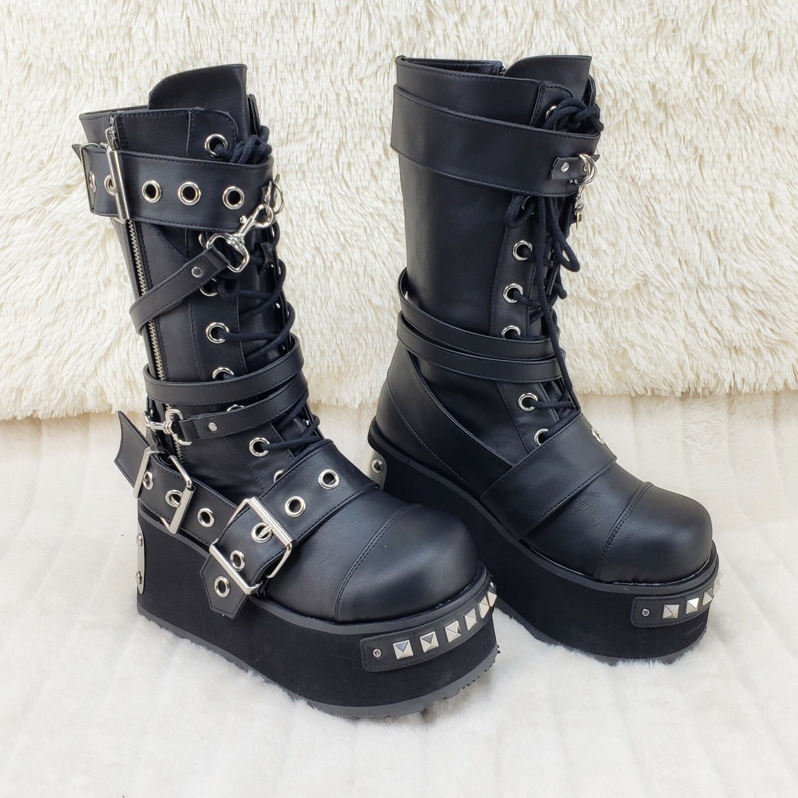 Other Trashville 250 Multi Strap Goth Punk Rock 3.25" Platform Boo Size US 12 / EU 45 - 3 Thumbnail