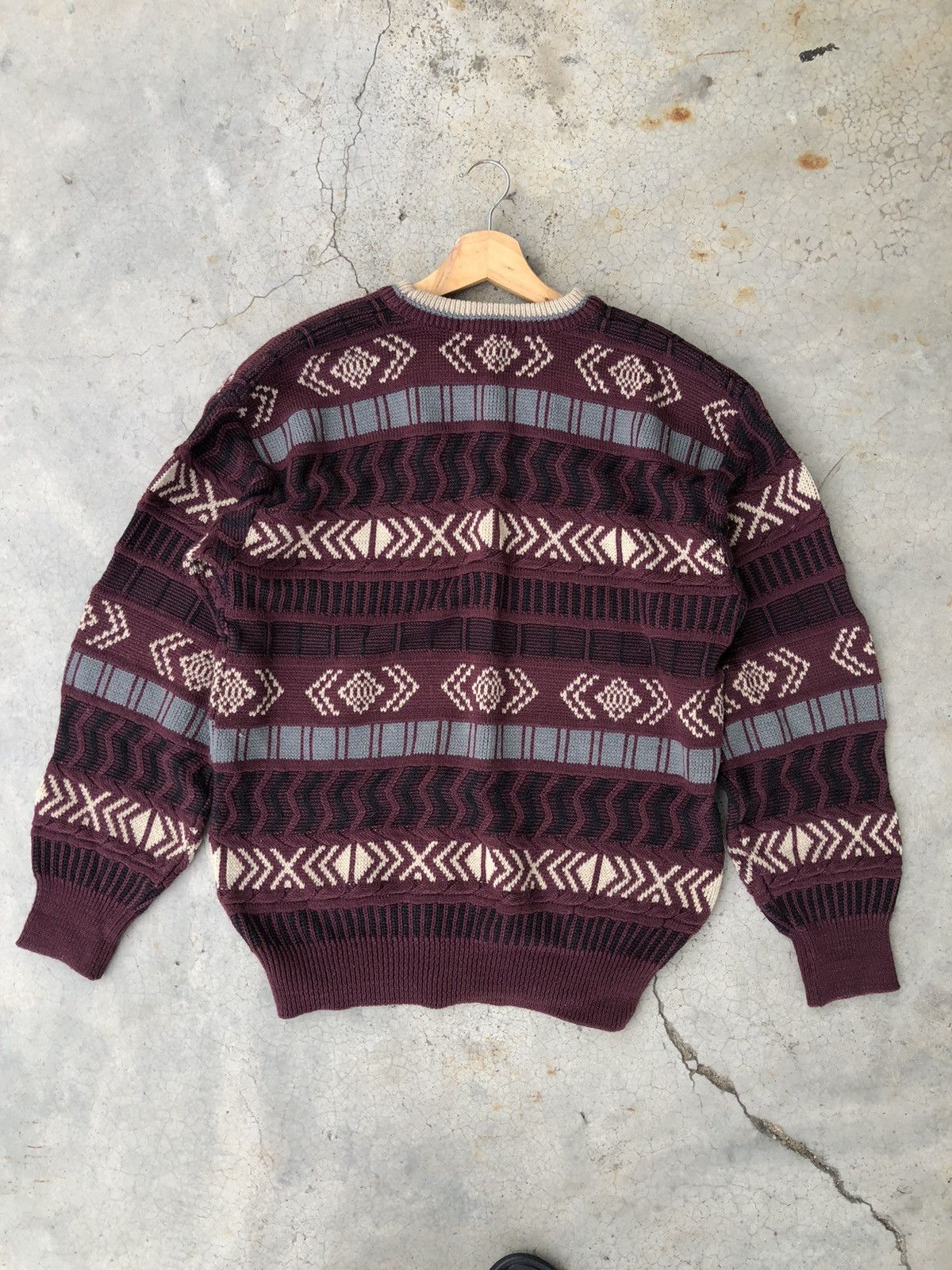 Japanese Brand 🔴Vintage Green Hawk Stripe Pureknit Like Coogi Sweater Size US L / EU 52-54 / 3 - 8 Thumbnail