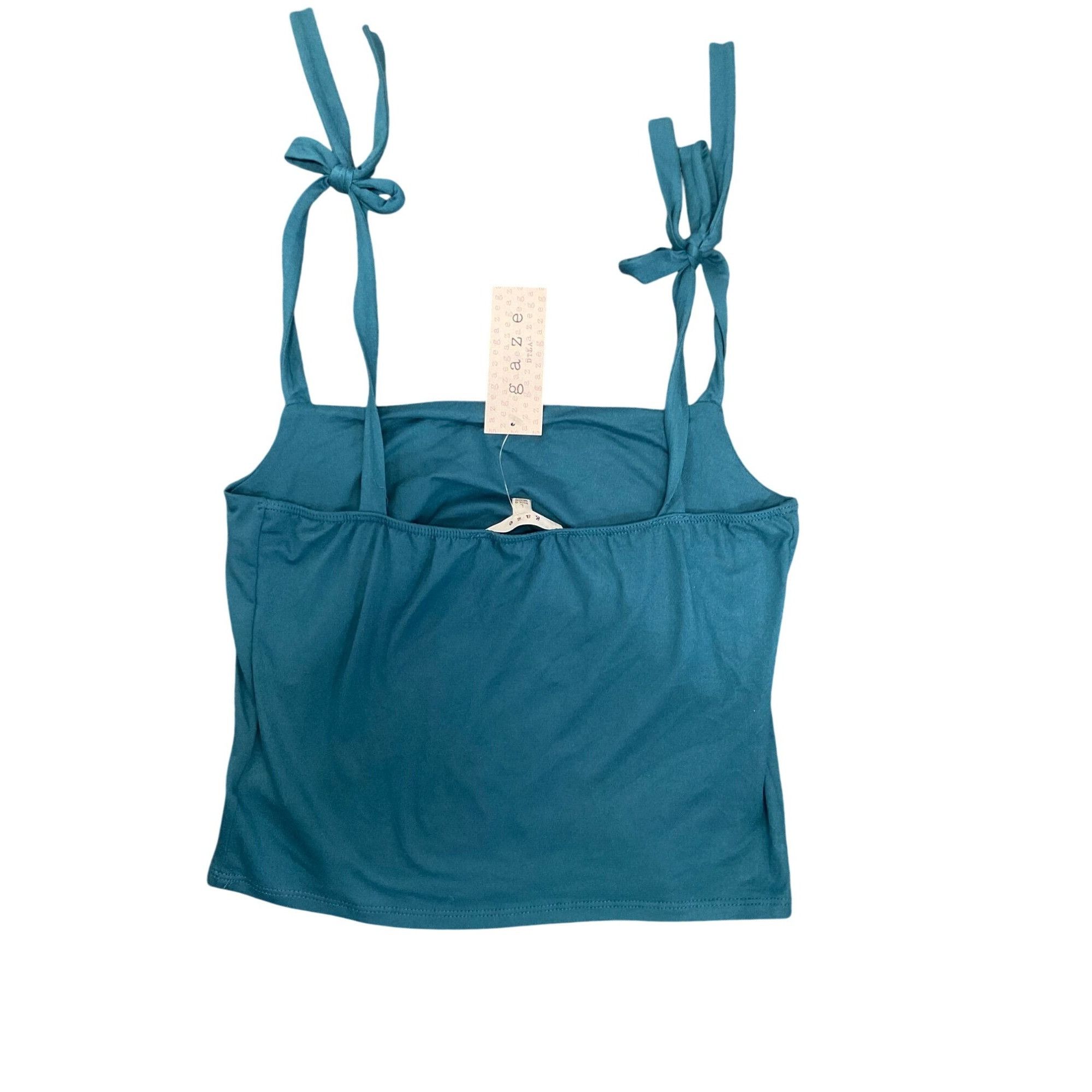 Other Teal Tie-Shoulder Tank Top By Gaze Size L Polyester/Spandex Size L / US 10 / IT 46 - 4 Thumbnail