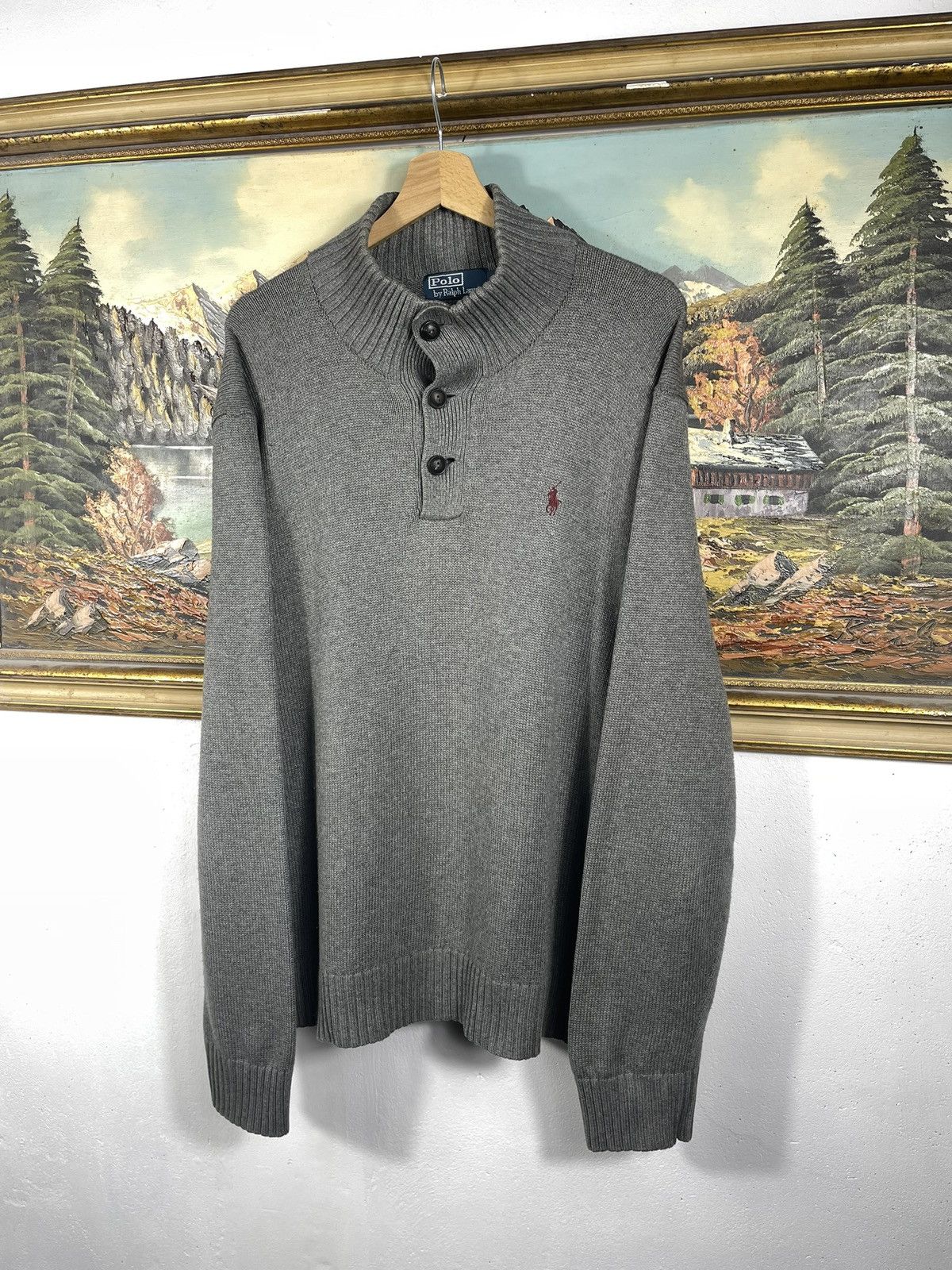 Designer × Polo Ralph Lauren × Ralph Lauren Ralph Lauren Grey Pull Knitwear Retro 90s Half Old Money Size US L / EU 52-54 / 3 - 2 Thumbnail