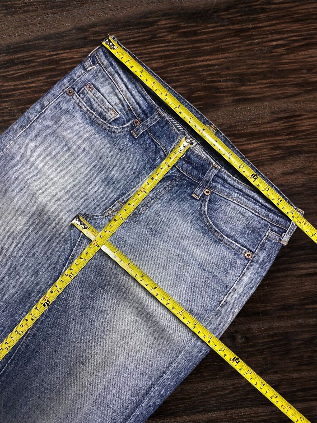 7 For All Mankind × The Great China Wall Vintage 7 All Mind Kind Faded Wash Distressed Flare Jeans Size US 31 - 17 Thumbnail