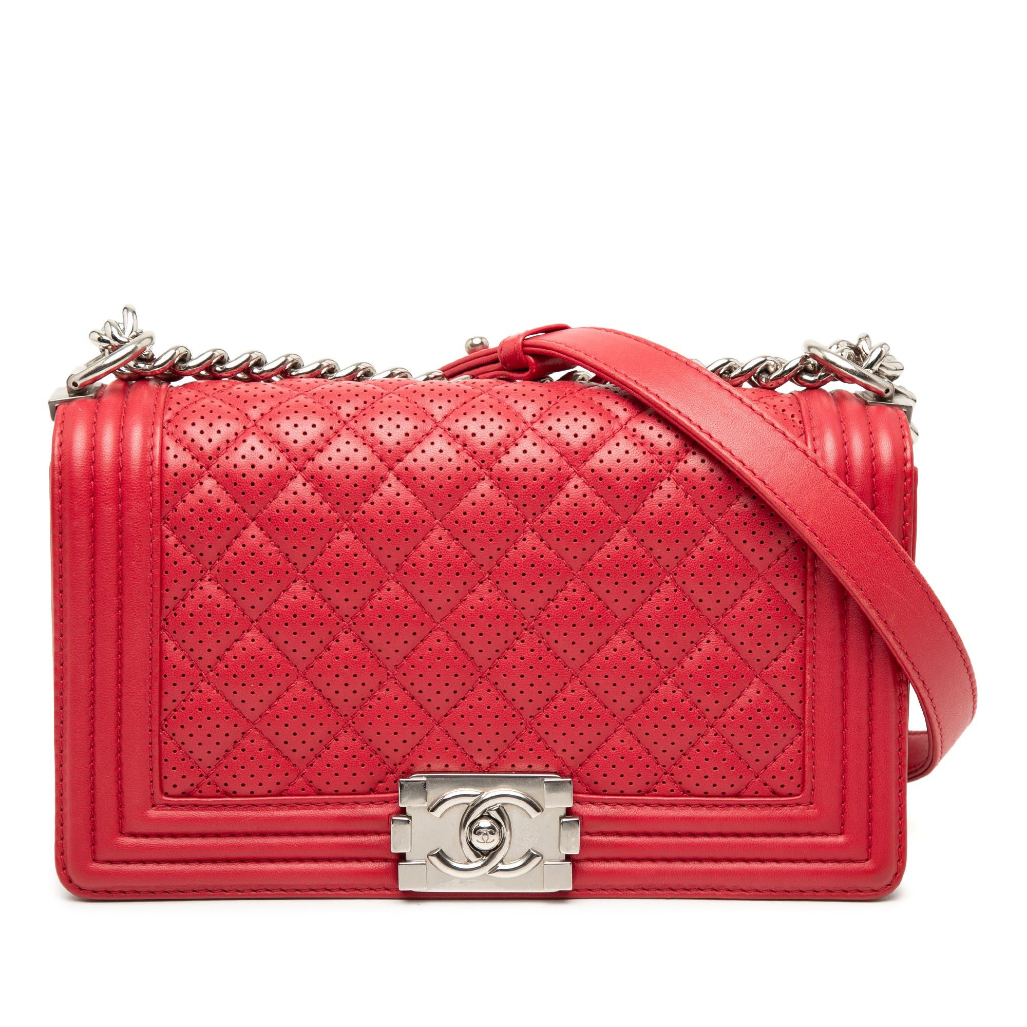 Chanel Old Medium Quilted Perforated Lambskin Boy Flap Size ONE SIZE - 1 Thumbnail