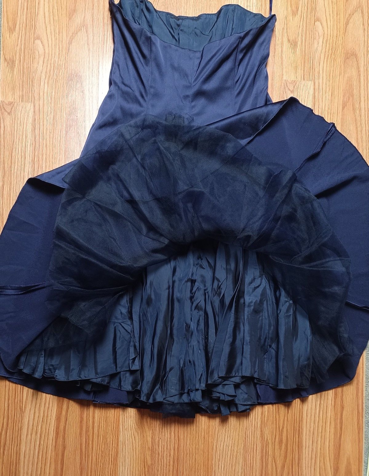 Moschino MOSCHINO Satin Dark Blue Bustier Dress EU 40 US 10 Size L / US 10 / IT 46 - 3 Thumbnail