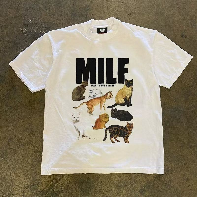 Japanese Brand White casual retro loose cat print t-shirt Size US M / EU 48-50 / 2 - 1 Thumbnail