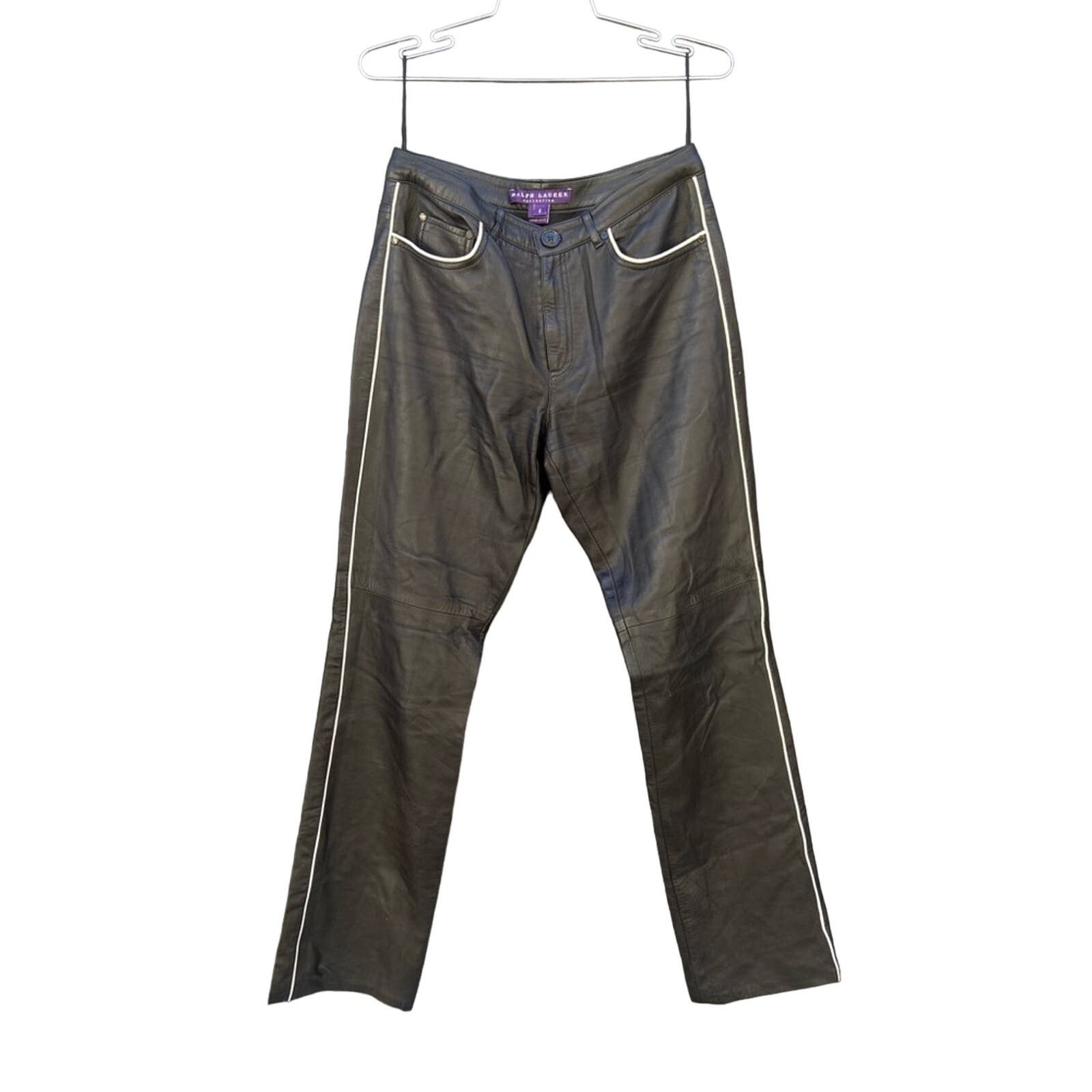 Ralph Lauren Purple Label VTG Ralph Lauren Collection leather pants w racing stripe Size 28" / US 6 / IT 42 - 2 Thumbnail