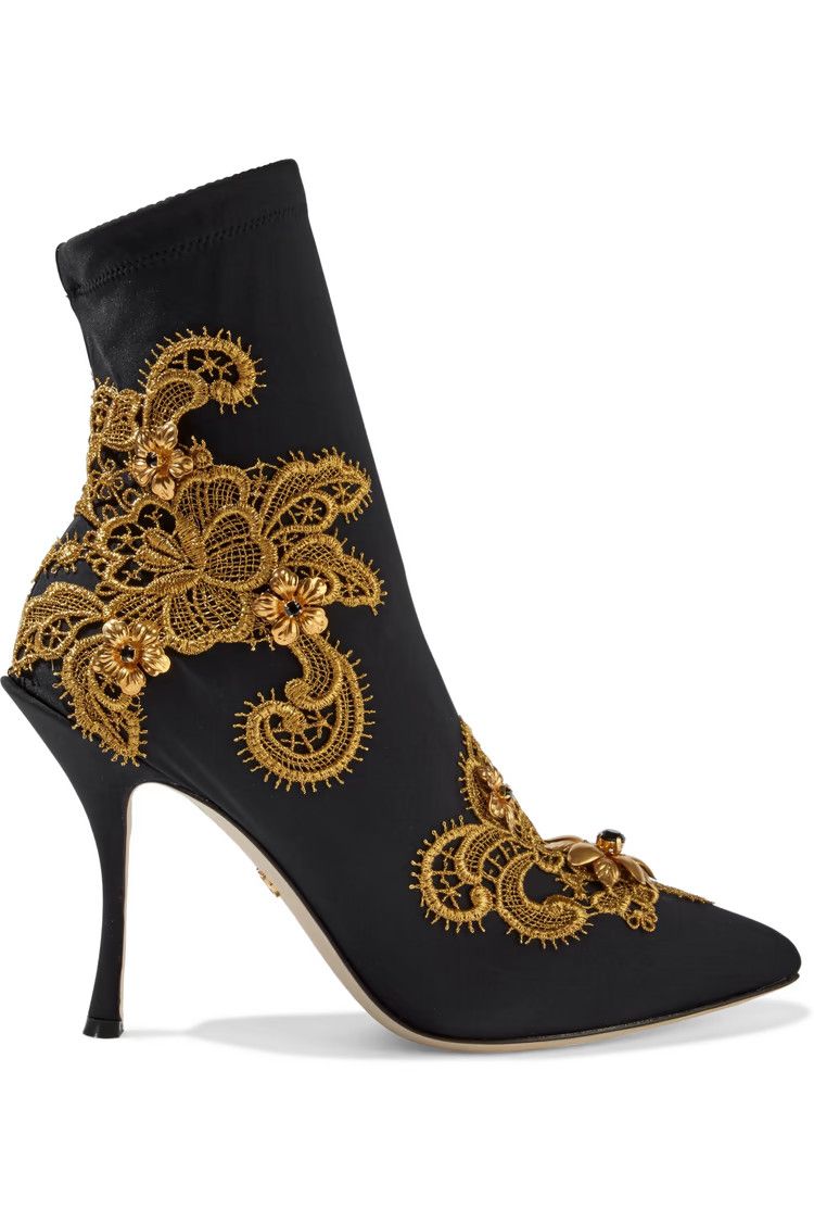 Dolce & Gabbana o1y0825 Sock Ankle Boots in Black/Gold Size US 4 / IT 34 - 1 Thumbnail