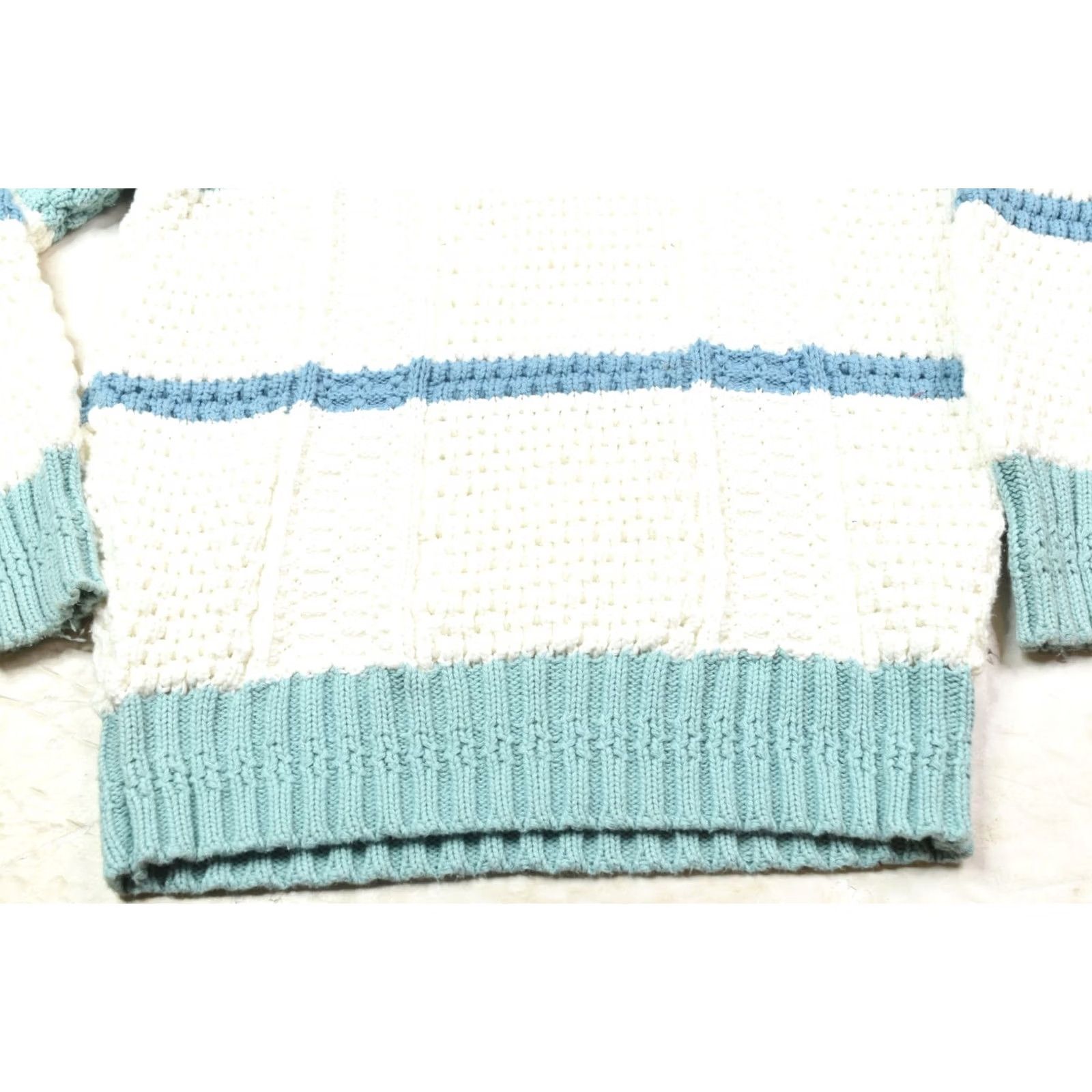 Vintage VINTAGE Donegal Sweater Mens Large Blue Striped Cable-Knit Hand Loomed PullOver Crew Neck Casual Winter Fall Mens Size US L / EU 52-54 / 3 - 4 Thumbnail