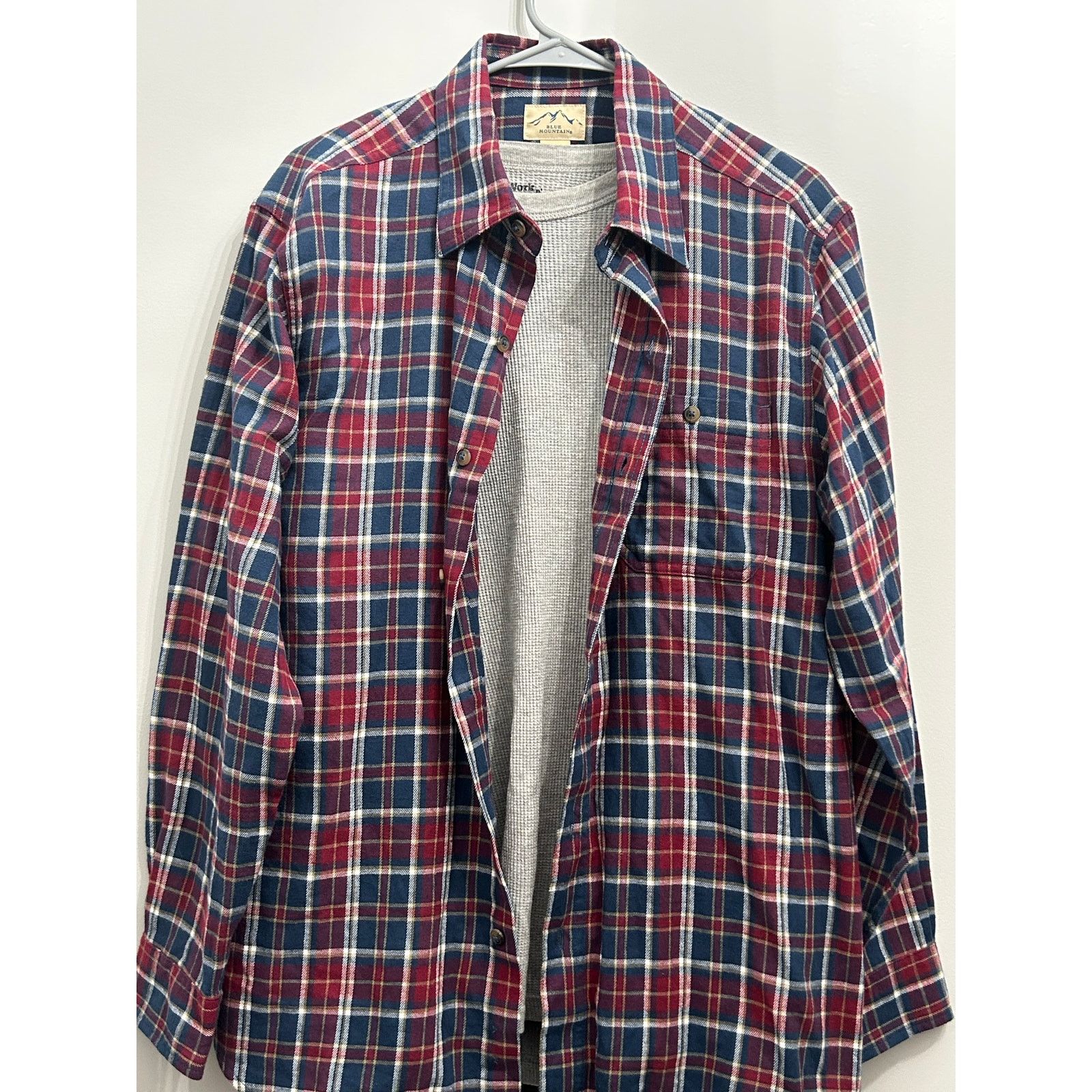 Other Blue Mountain Mens Medium Red Navy Plaid Flannel Shirt LS Size US M / EU 48-50 / 2 - 2 Thumbnail