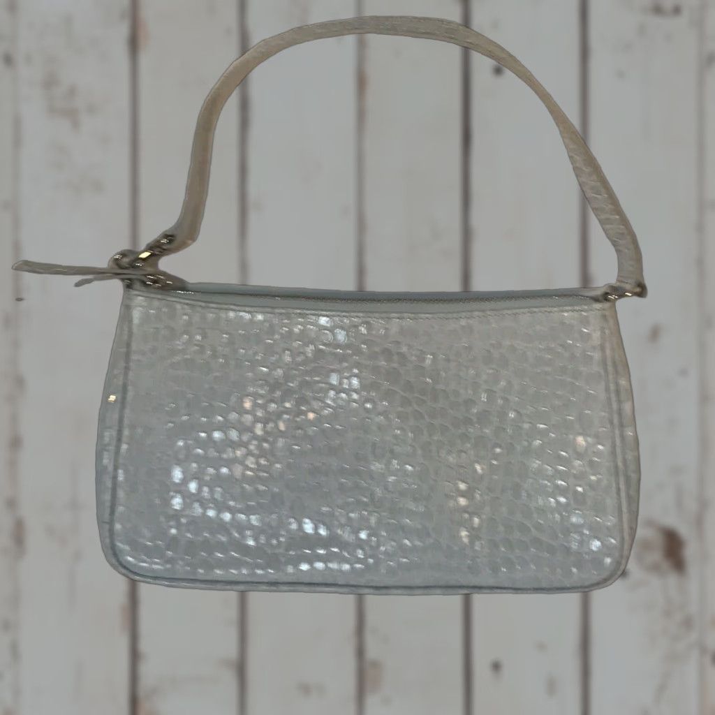 Banana Republic Pale Blue Leather Shoulder Bag Small 10.5In X 5.5In Business Casual Womens in White