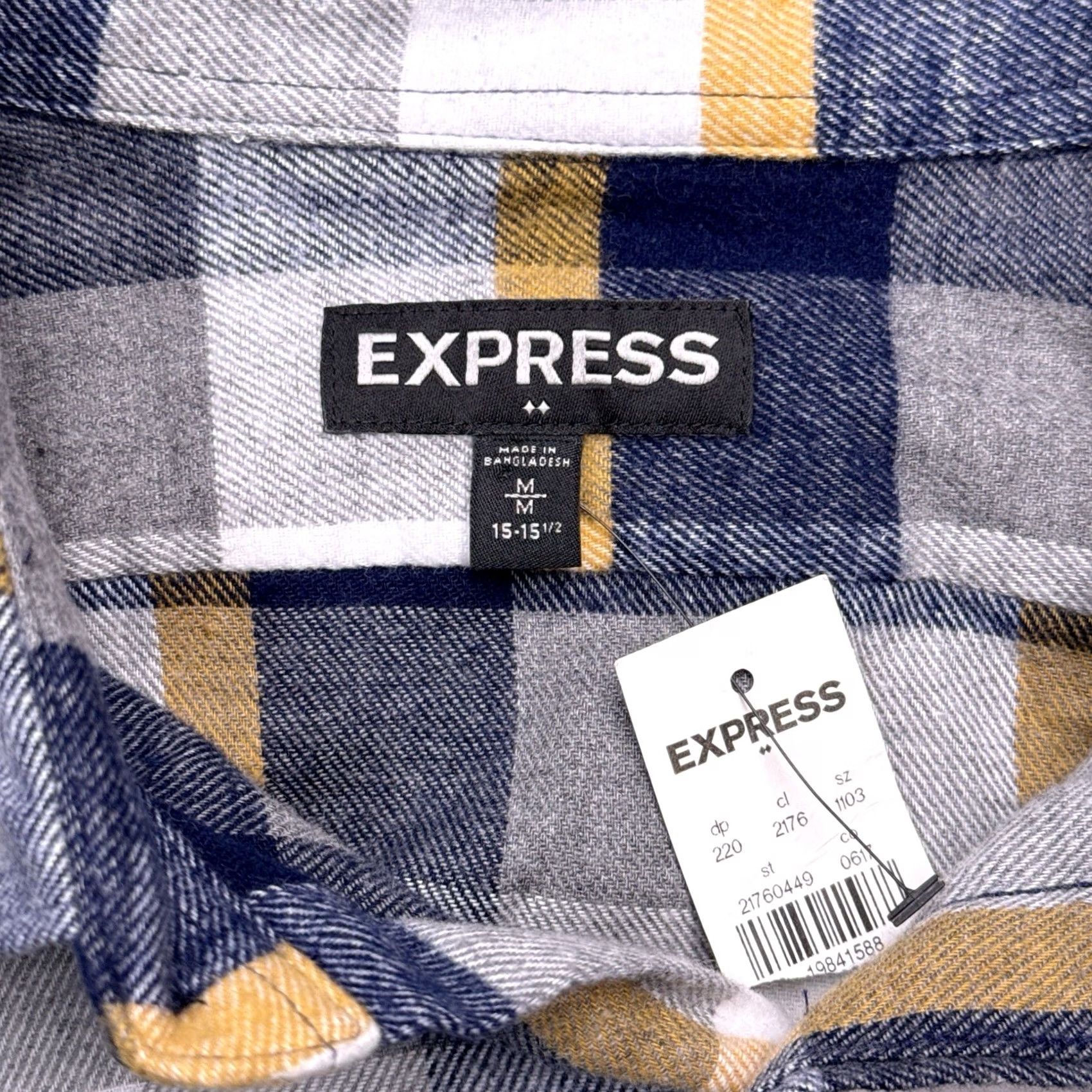 Express Express Shirt Mens M Button-Up Flannel Check Multicolor Cotton 4 Seasons Casual Travel Size US M / EU 48-50 / 2 - 5 Thumbnail