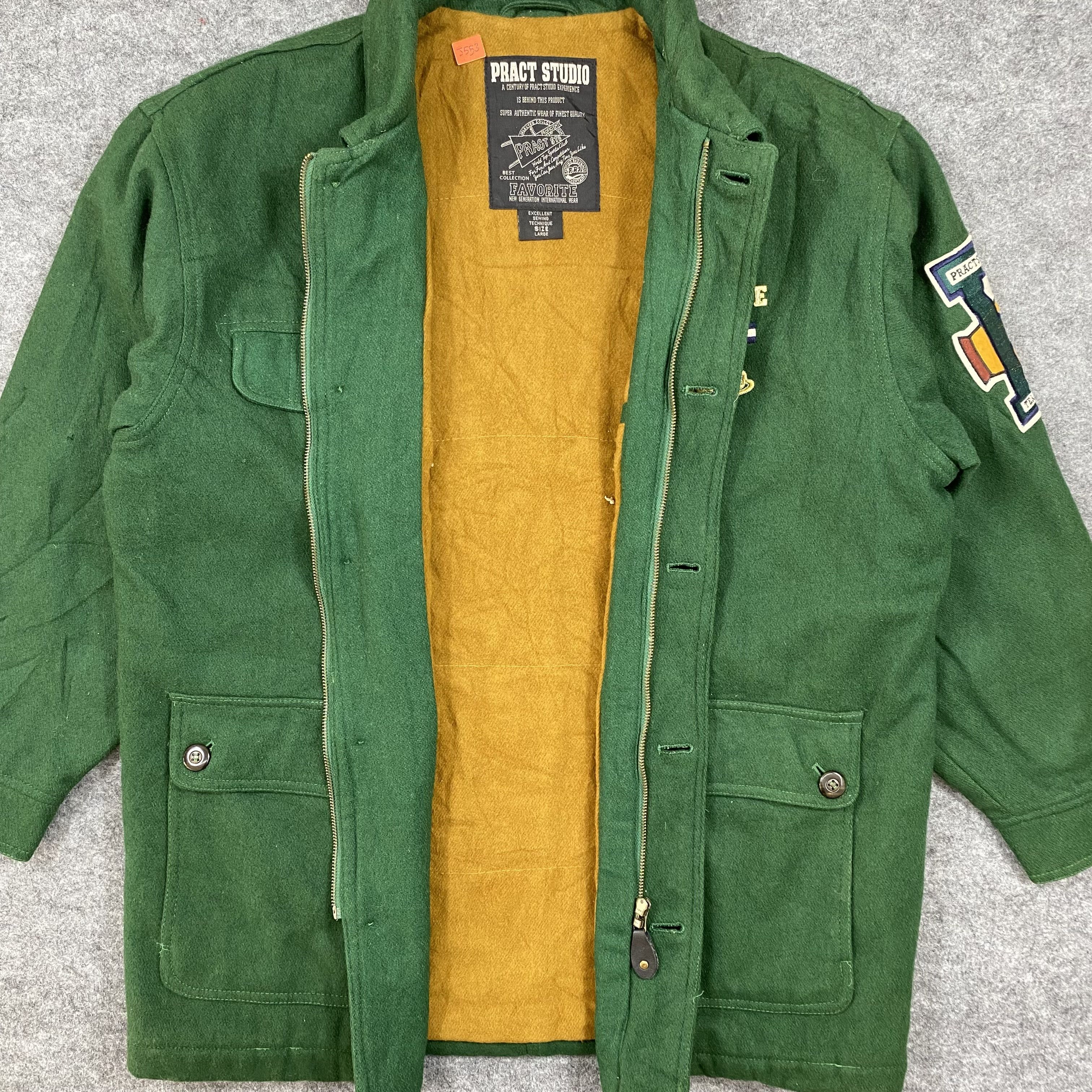 Japanese Brand VINTAGE 90s Pract Studio Wool Varsity Jacket-J553 Size US L / EU 52-54 / 3 - 3 Thumbnail