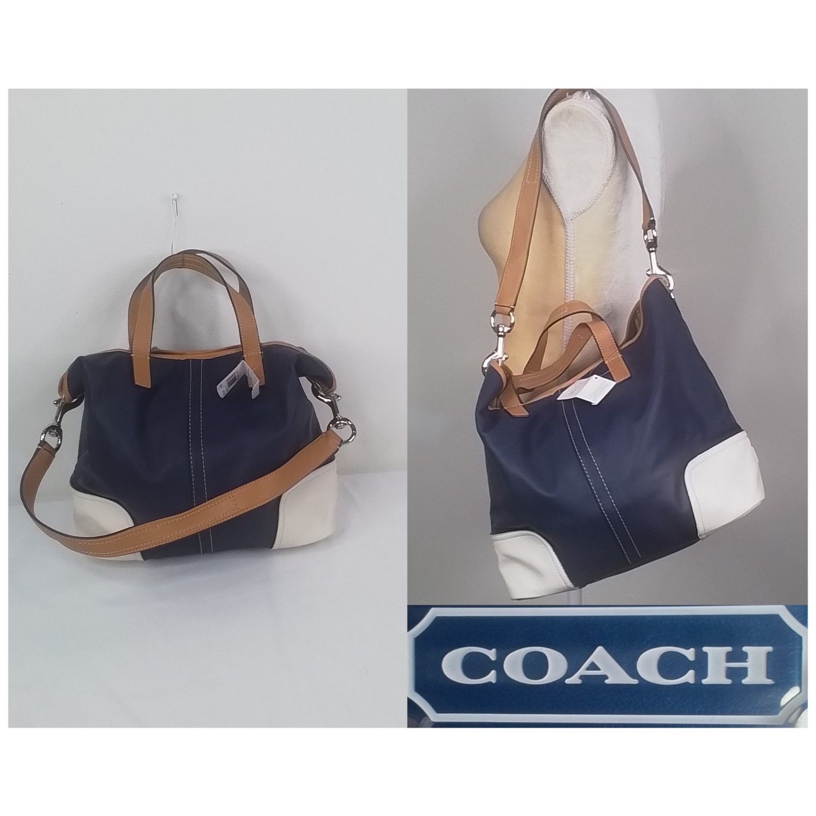 Coach Hadley 2-Way Shoulder Bag Blue Leather Purse NWT