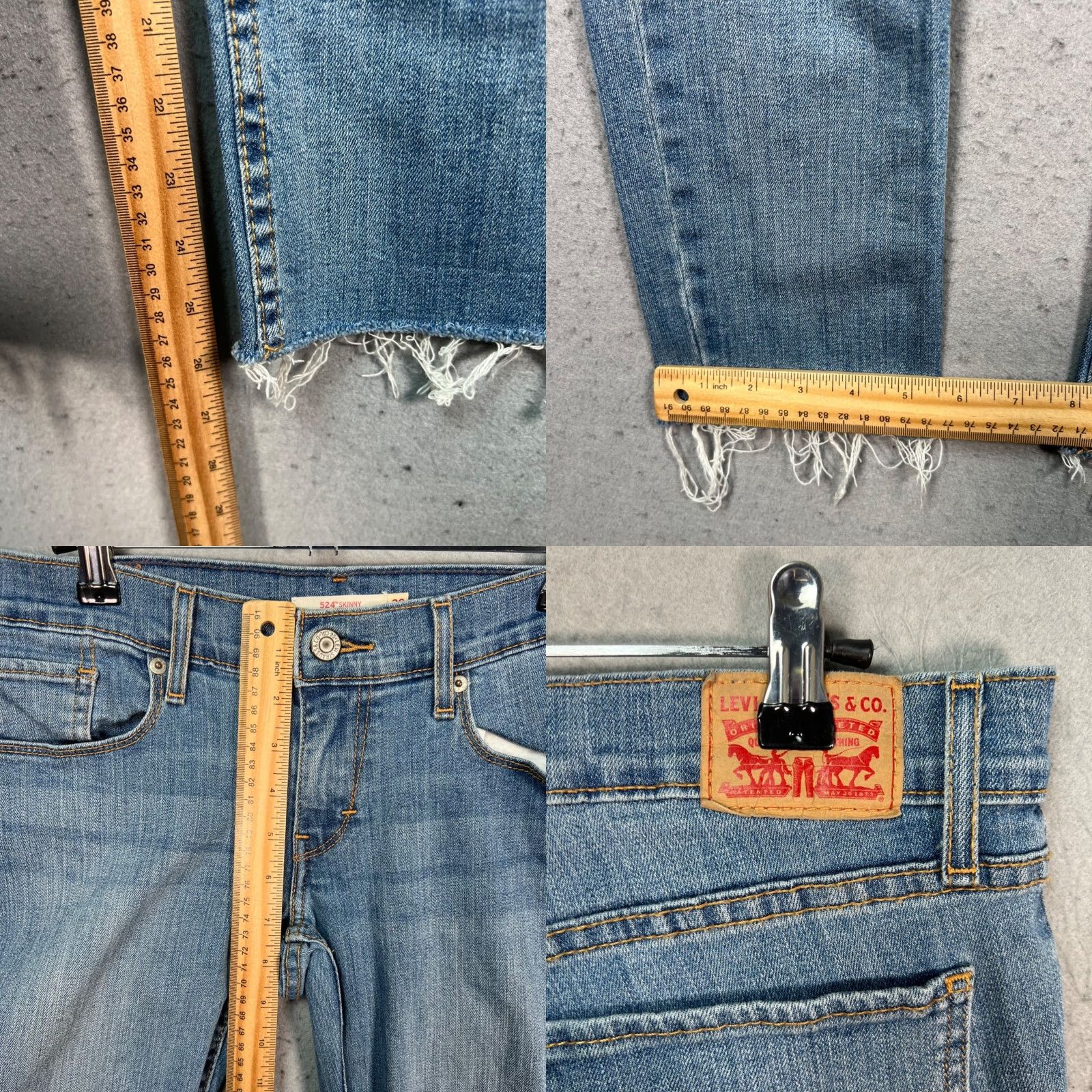 Levi's Levi's 524 Jeans Skinny Women 28 Light Blue Distressed Denim Hem Distressed Jeans - Levi's 500 Series Womens Styles Size 28" / US 6 / IT 42 - 8 Thumbnail