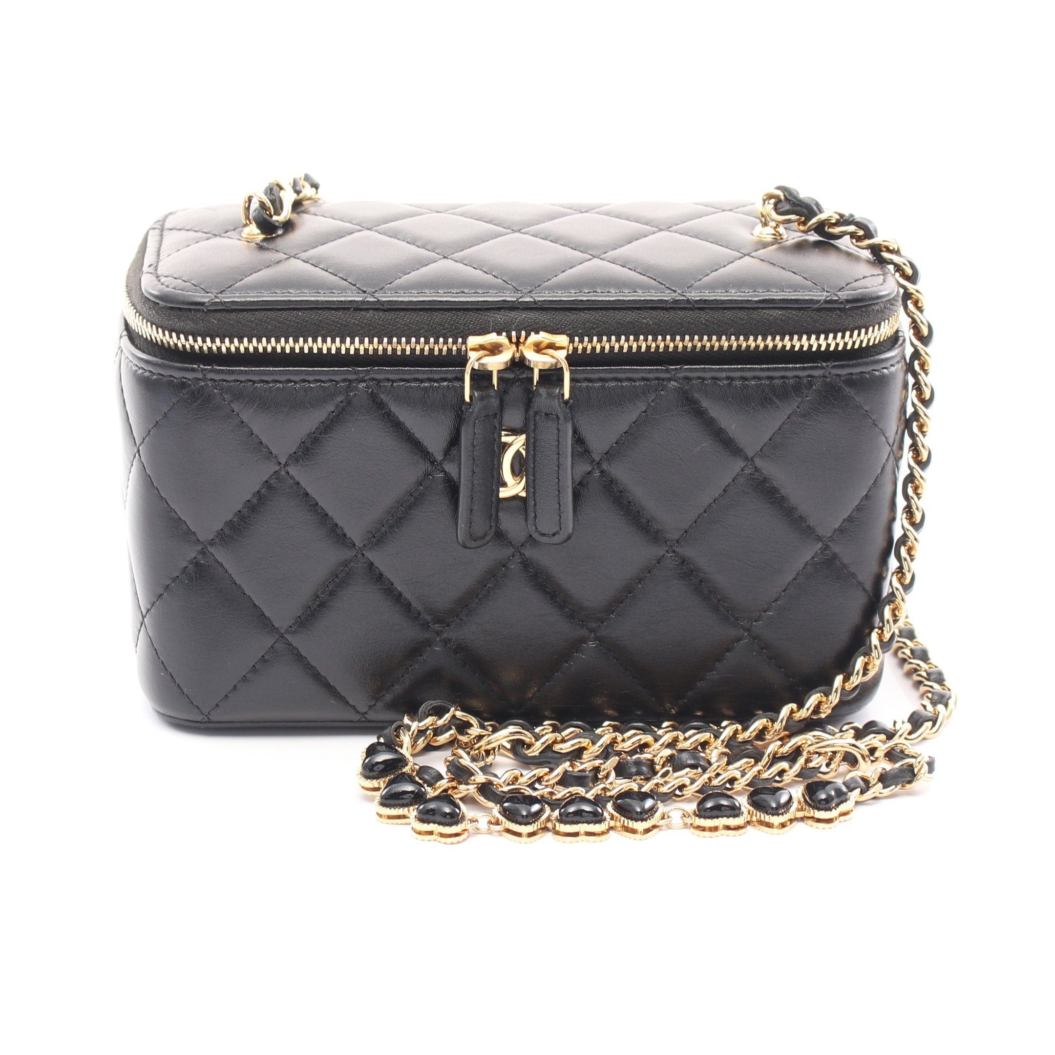 Chanel Chanel Matelasse Vanity Bag Chain Shoulder Heart Lambskin Black Gold Hardware Size ONE SIZE - 1 Thumbnail