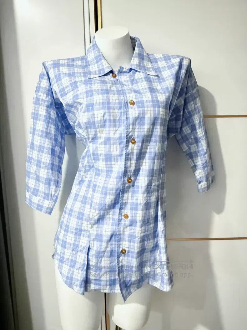 Vivienne Westwood Vivienne Westwood Blue and White Plaid Shirt Size S / US 4 / IT 40 - 1 Thumbnail