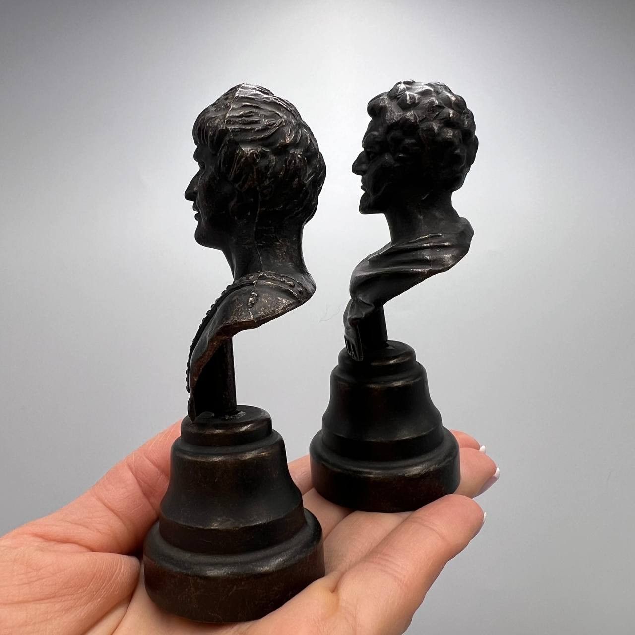 Vintage Two Vintage metalStatue Bust Roman Emperors Caracalla Traian Size ONE SIZE - 8 Thumbnail