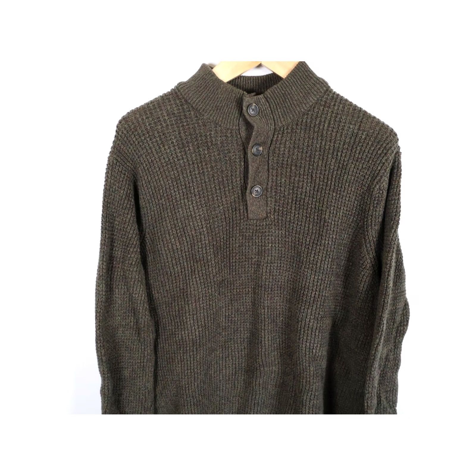 Croft & Barrow VINTAGE Croft & Barrow Henley Sweater Shirt XL Men Dark Green Heavyweight Knit Crew Neck Long Sleeve Wool-free Solid Pattern Retro Casual Size US XL / EU 56 / 4 - 4 Thumbnail