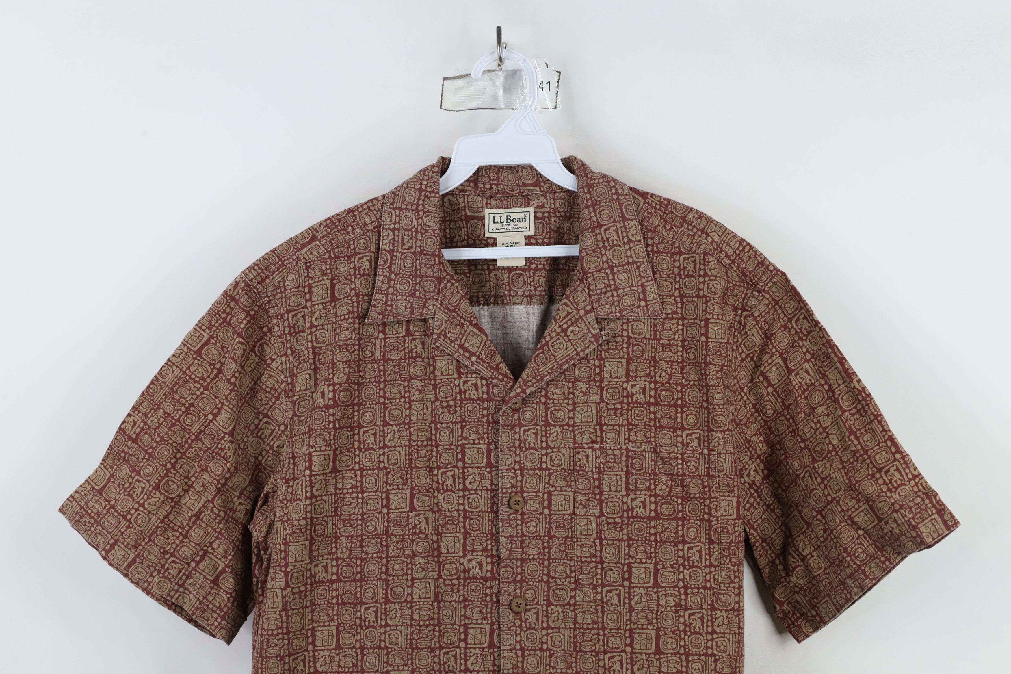 L.L. Bean × Vintage Vintage 90s LL Bean Abstract Looped Collar Button Shirt Red Size US M / EU 48-50 / 2 - 2 Thumbnail