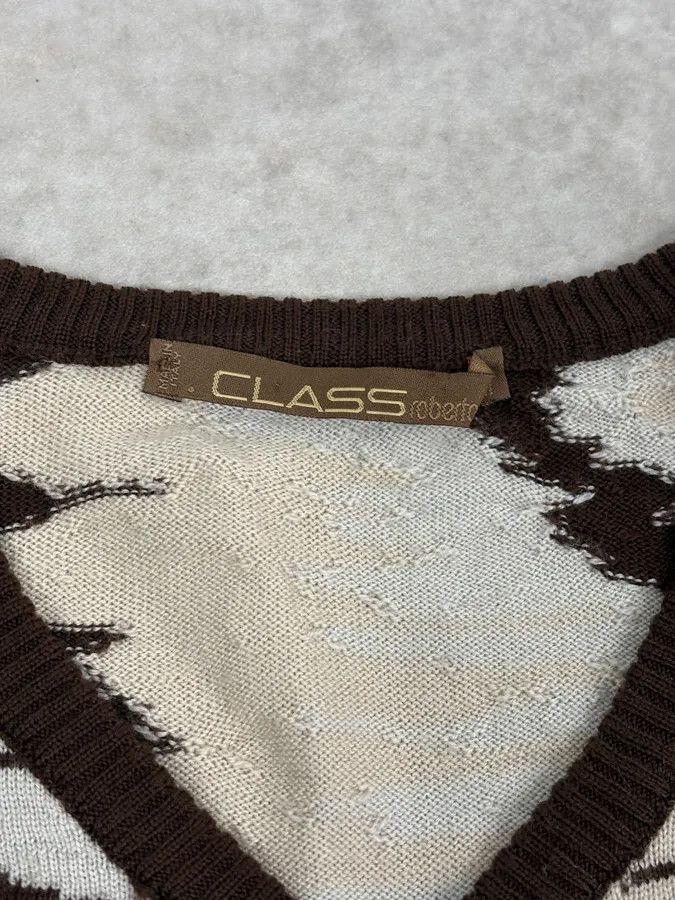 Roberto Cavalli 2000s Roberto Cavalli Brown Wool V Neck Gradient Wavy Sweater Size M / US 6-8 / IT 42-44 - 8 Thumbnail