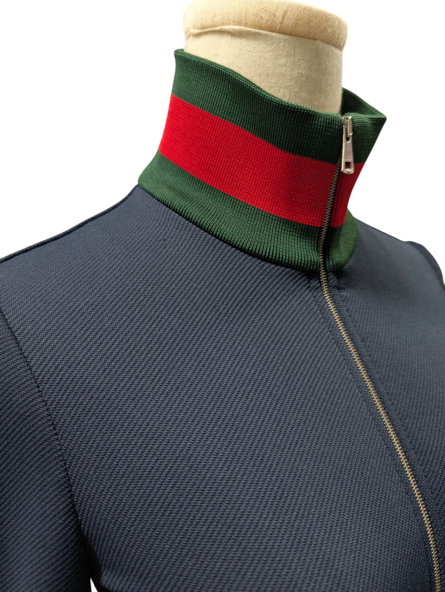 Gucci Navy Blue Zip Up Jacket With Signature Gucci Color Trims Size XS / US 0-2 / IT 36-38 - 3 Thumbnail