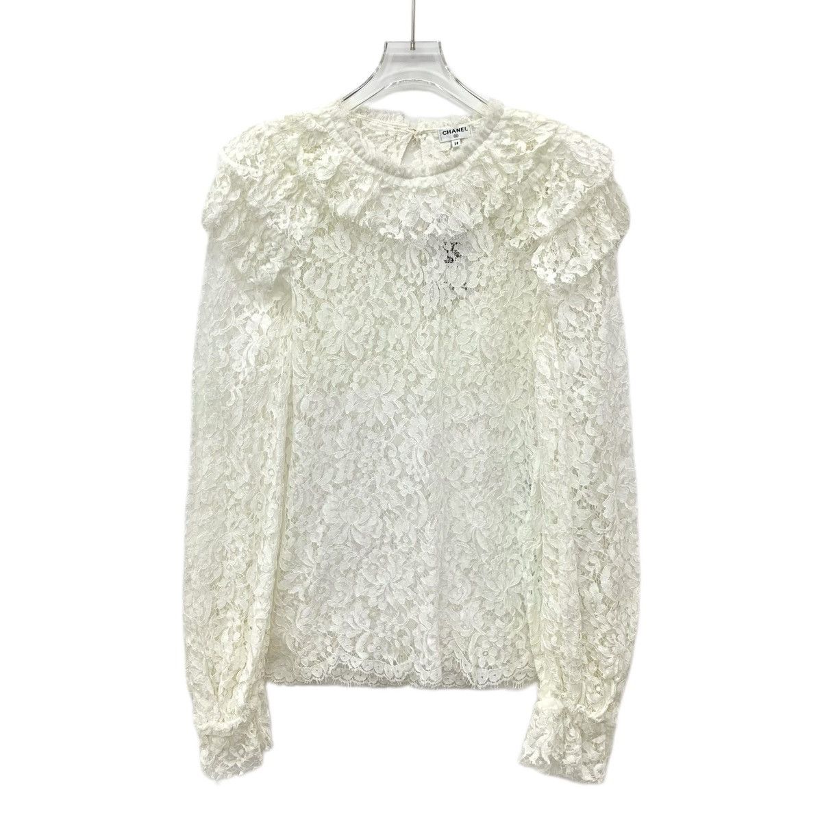 Chanel Chanel White Floral Embroidered Cotton Lace Blouse Size S / US 4 / IT 40 - 1 Thumbnail