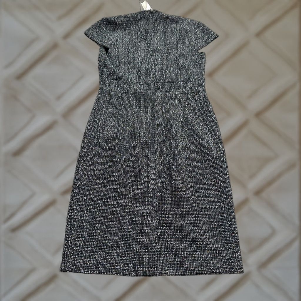 Vintage Grace Karin Tweed Midi Dress Womens Medium Black Asymmetrical Neck NWT Size M / US 6-8 / IT 42-44 - 1 Thumbnail
