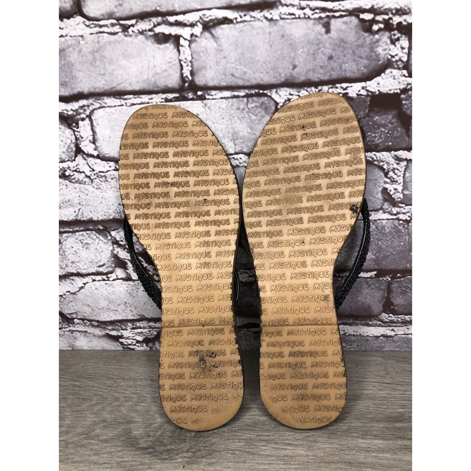 Other Mystique Black Leather Snake Skin Thong Flip Flops Sandals W Size US 9 / IT 39 - 20 Thumbnail