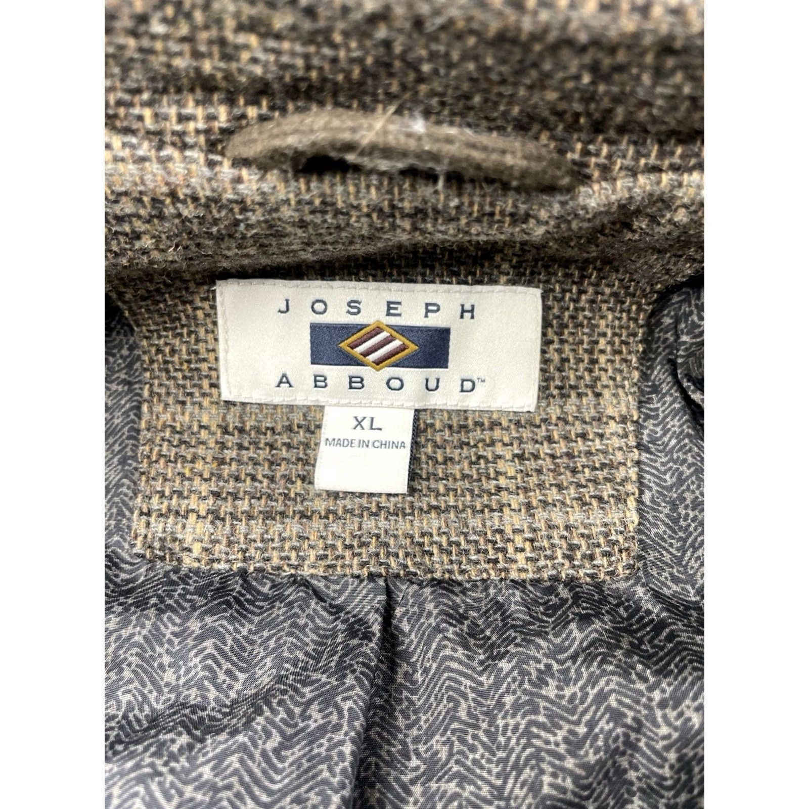 Joseph Abboud VINTAGE Joseph Abboud Blazer Mens XL Brown Glen Plaid Wool Elbow Patch Sport Coat Jacket Size 46R - 4 Thumbnail